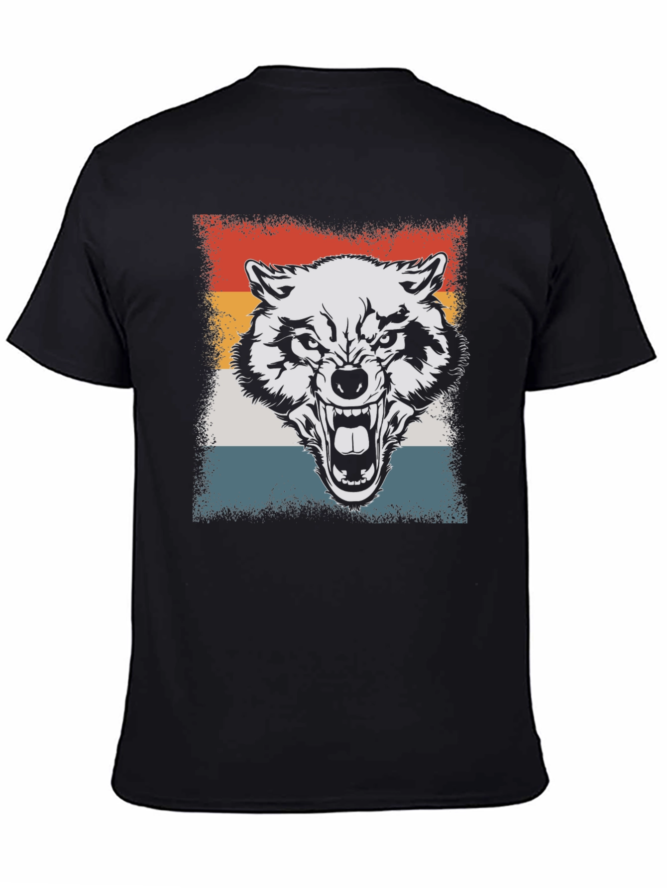 Retro Wolf Graphic Tee - Black T-Shirt
