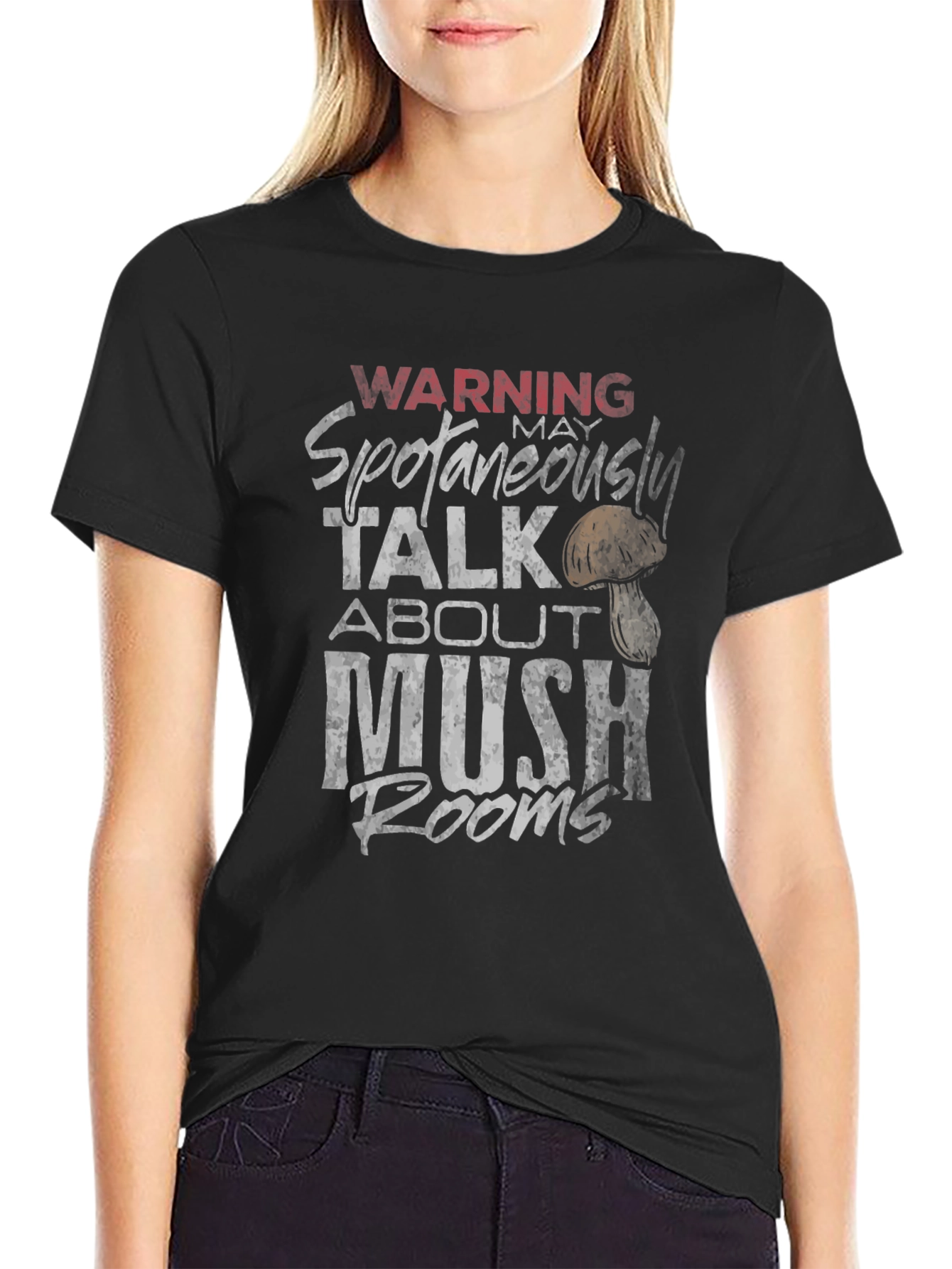 Warning Spontaneously Talk About Mushrooms Graphic Tee