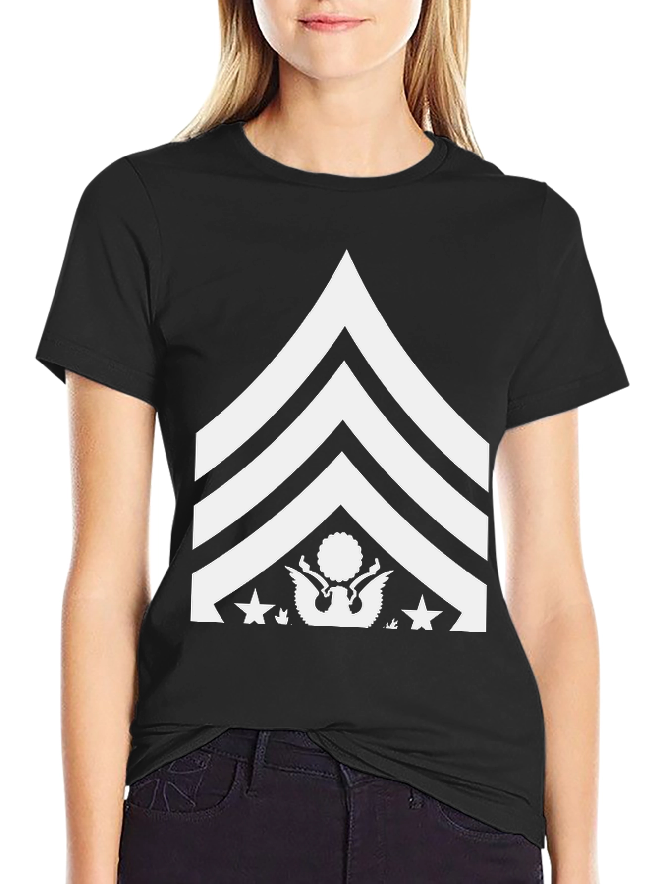 Military Rank Graphic Tee - Black