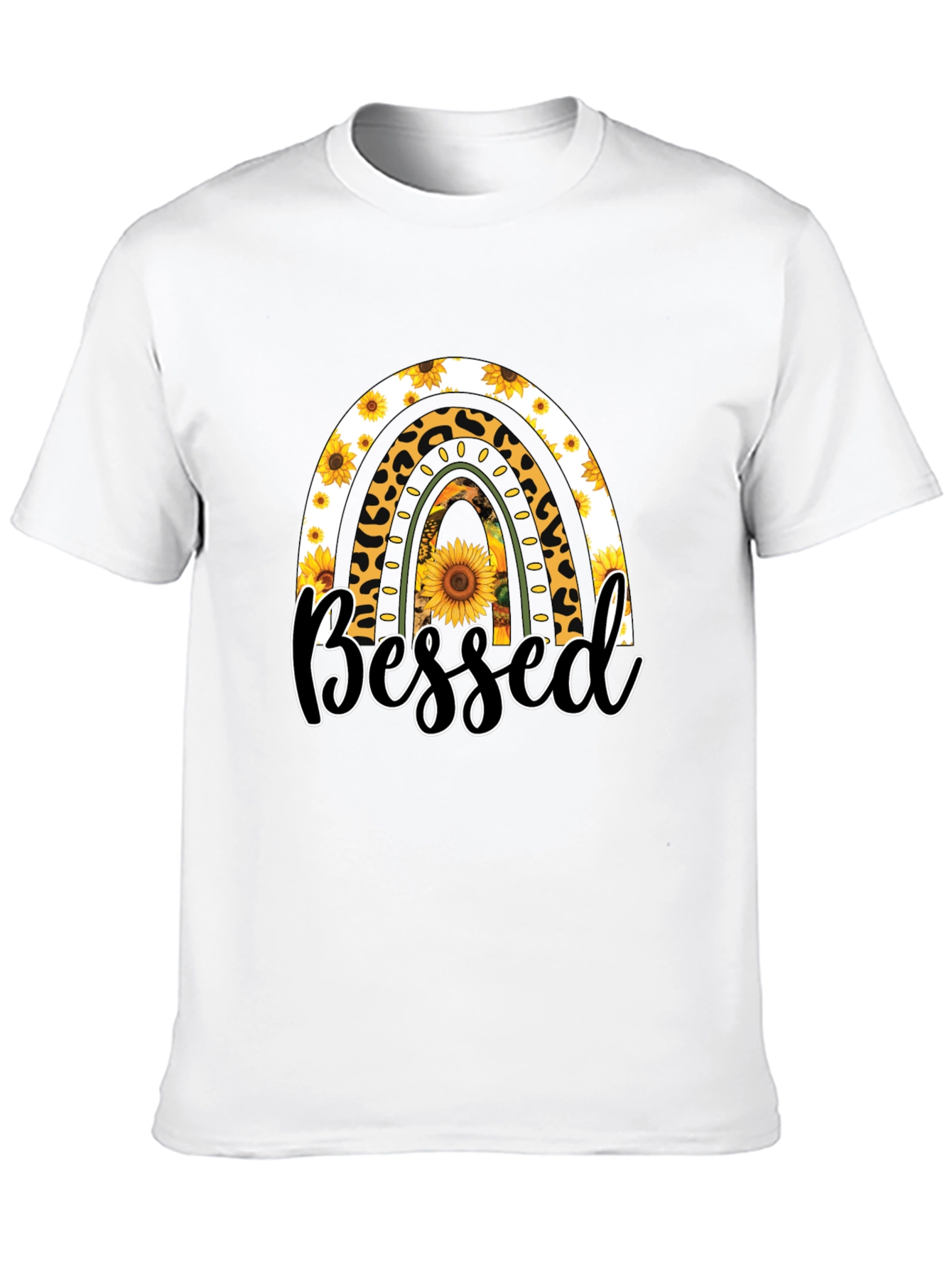 Blessed Sunflower Rainbow Graphic T-Shirt