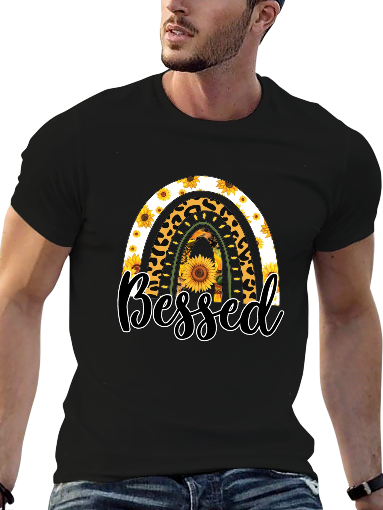 Blessed Sunflower Rainbow Graphic T-Shirt