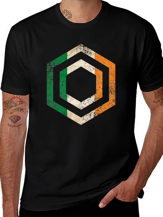 Irish Flag Hexagon T-Shirt - Distressed Design