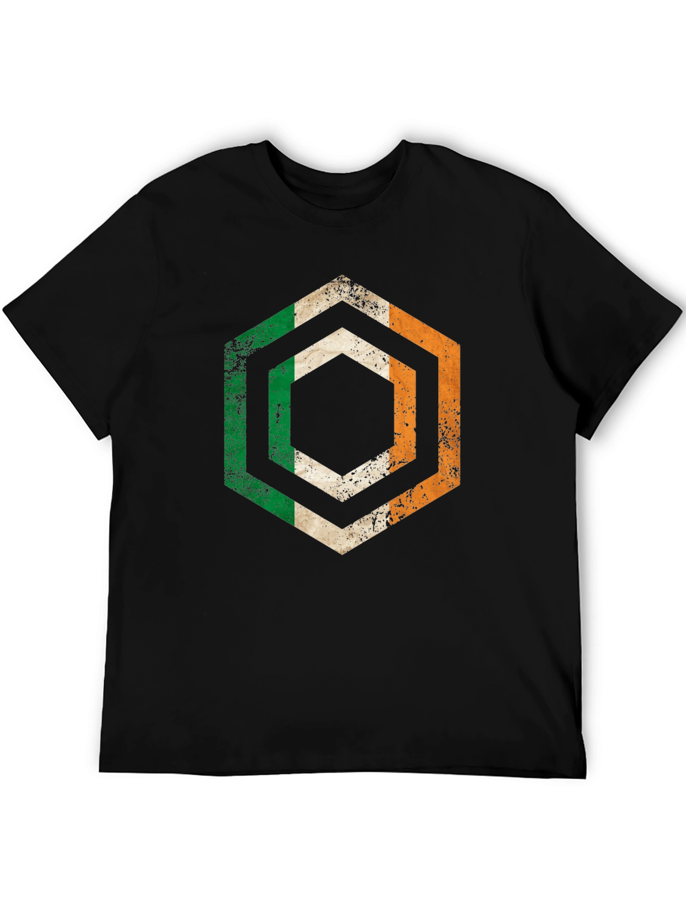 Irish Flag Hexagon T-Shirt - Distressed Design