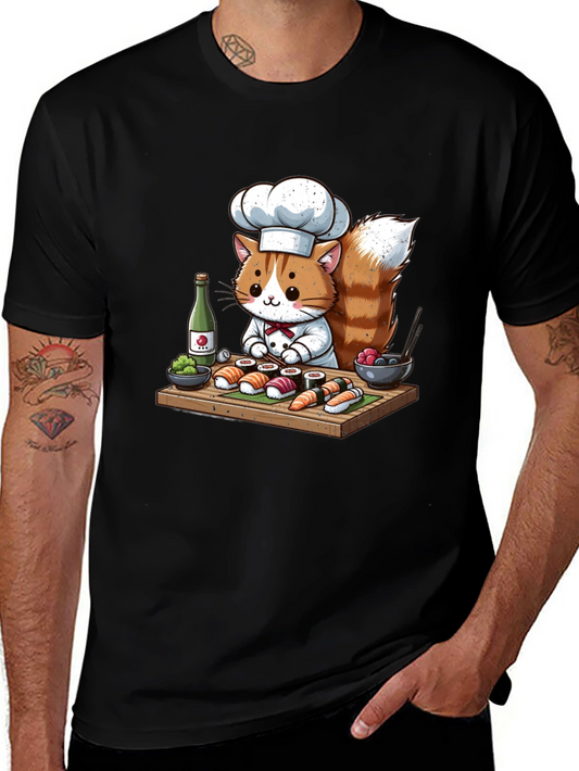 Sushi Cat Chef T-Shirt - Cute Culinary Design