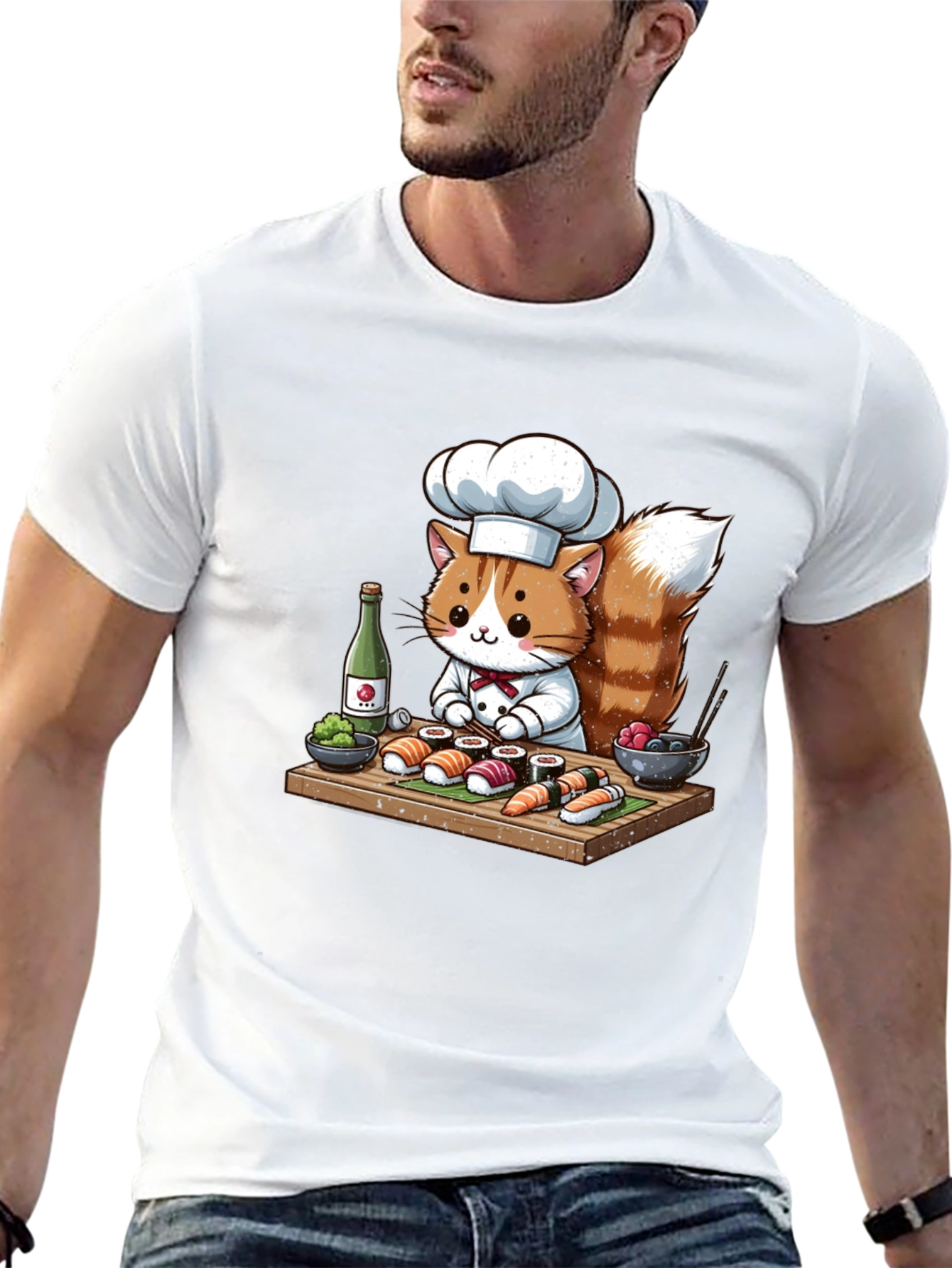 Sushi Cat Chef T-Shirt - Cute Culinary Design