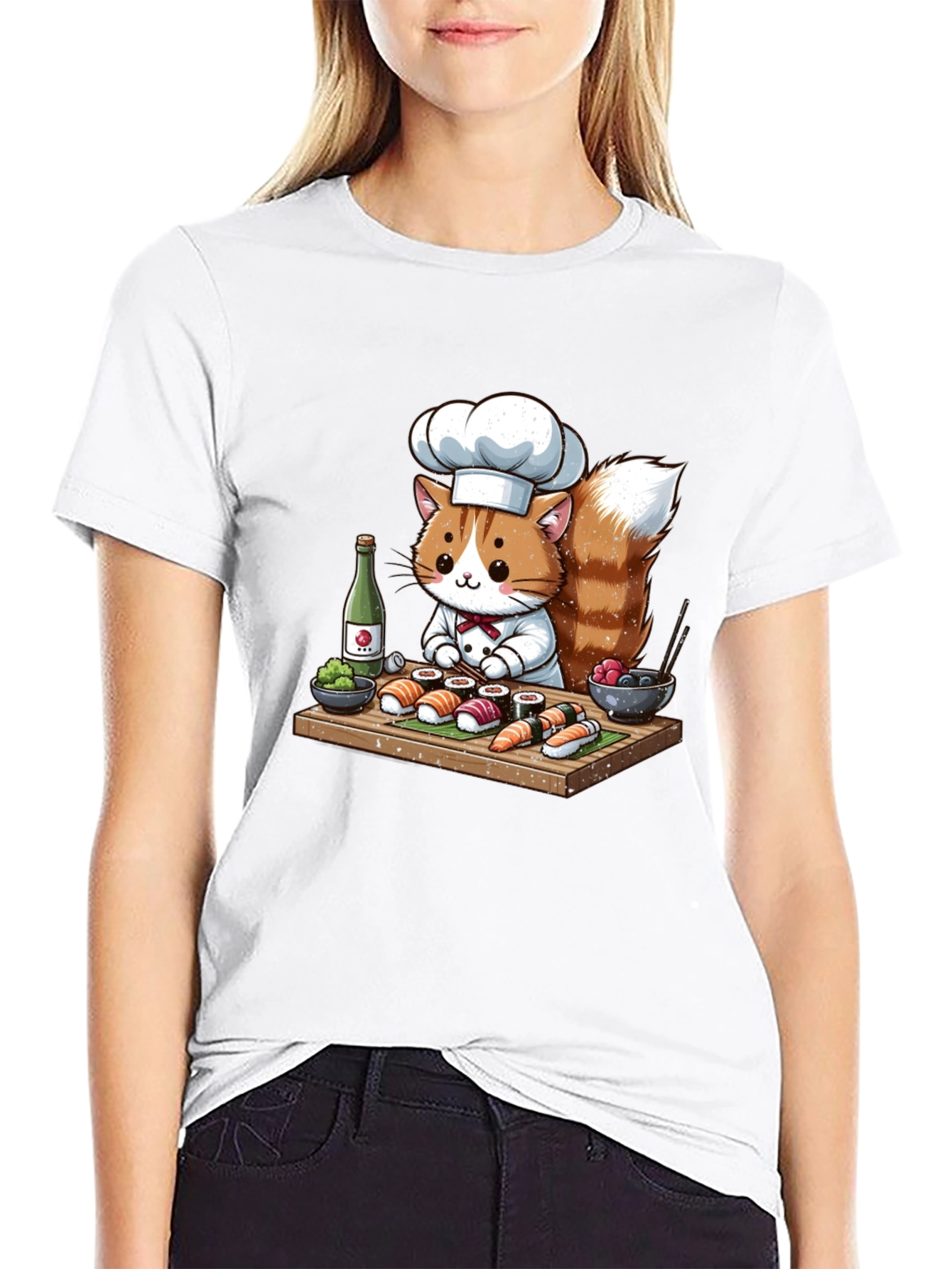 Sushi Cat Chef T-Shirt - Cute Culinary Design