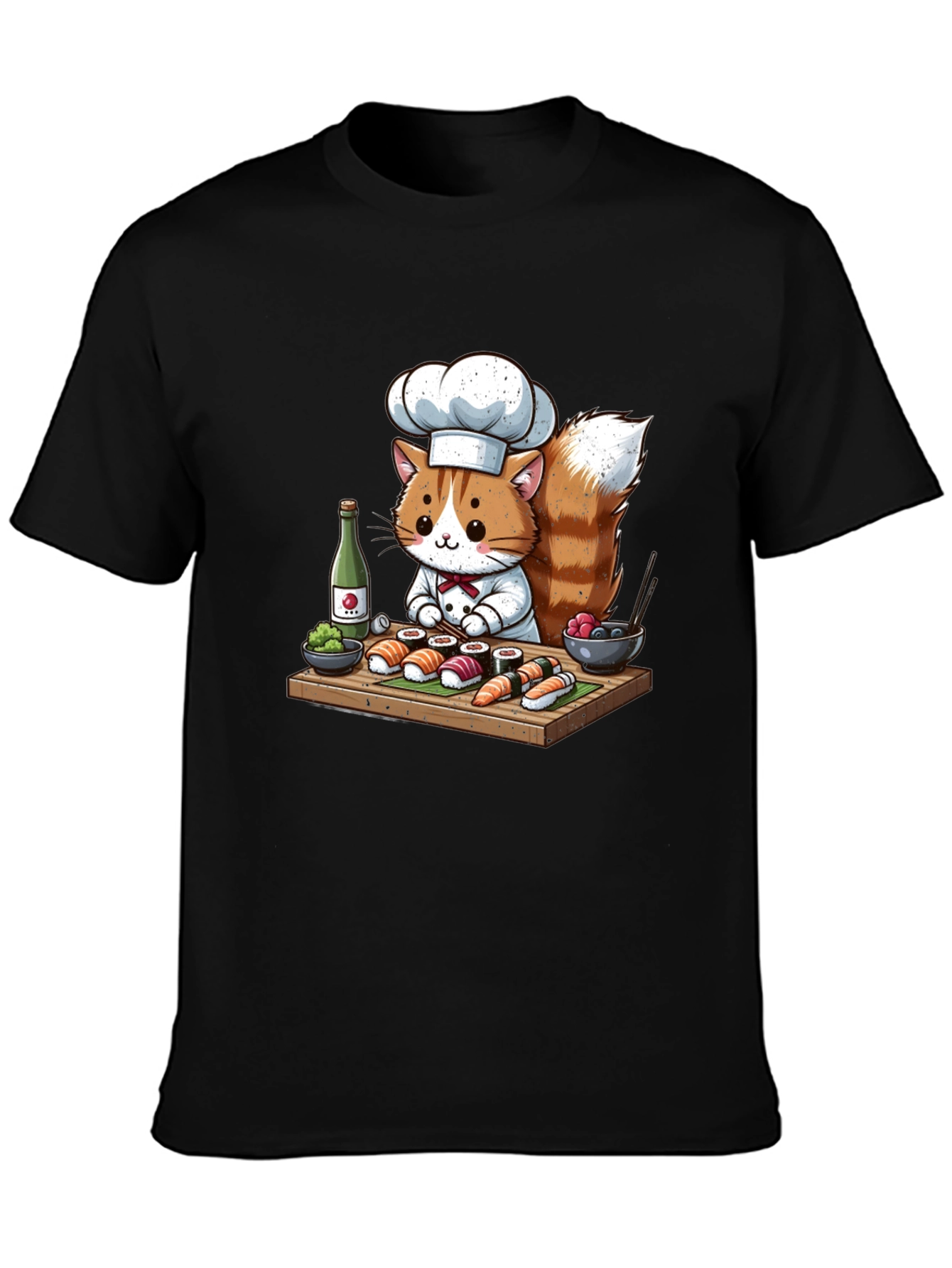 Sushi Cat Chef T-Shirt - Cute Culinary Design