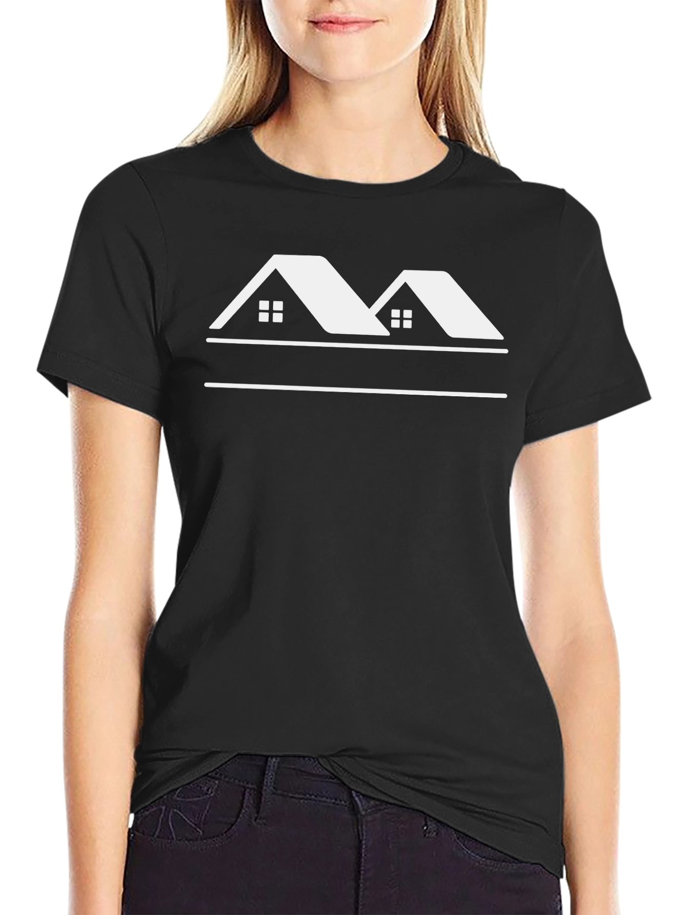 Black T-Shirt with House Graphic