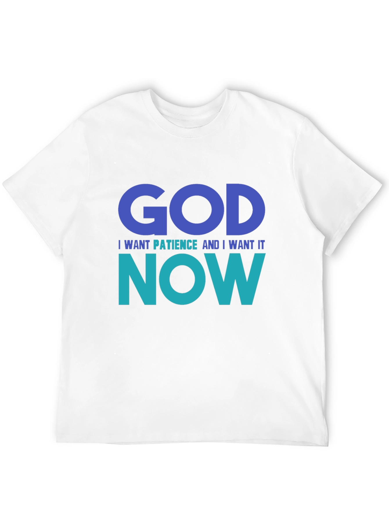 Funny God Patience Graphic T-Shirt - Black