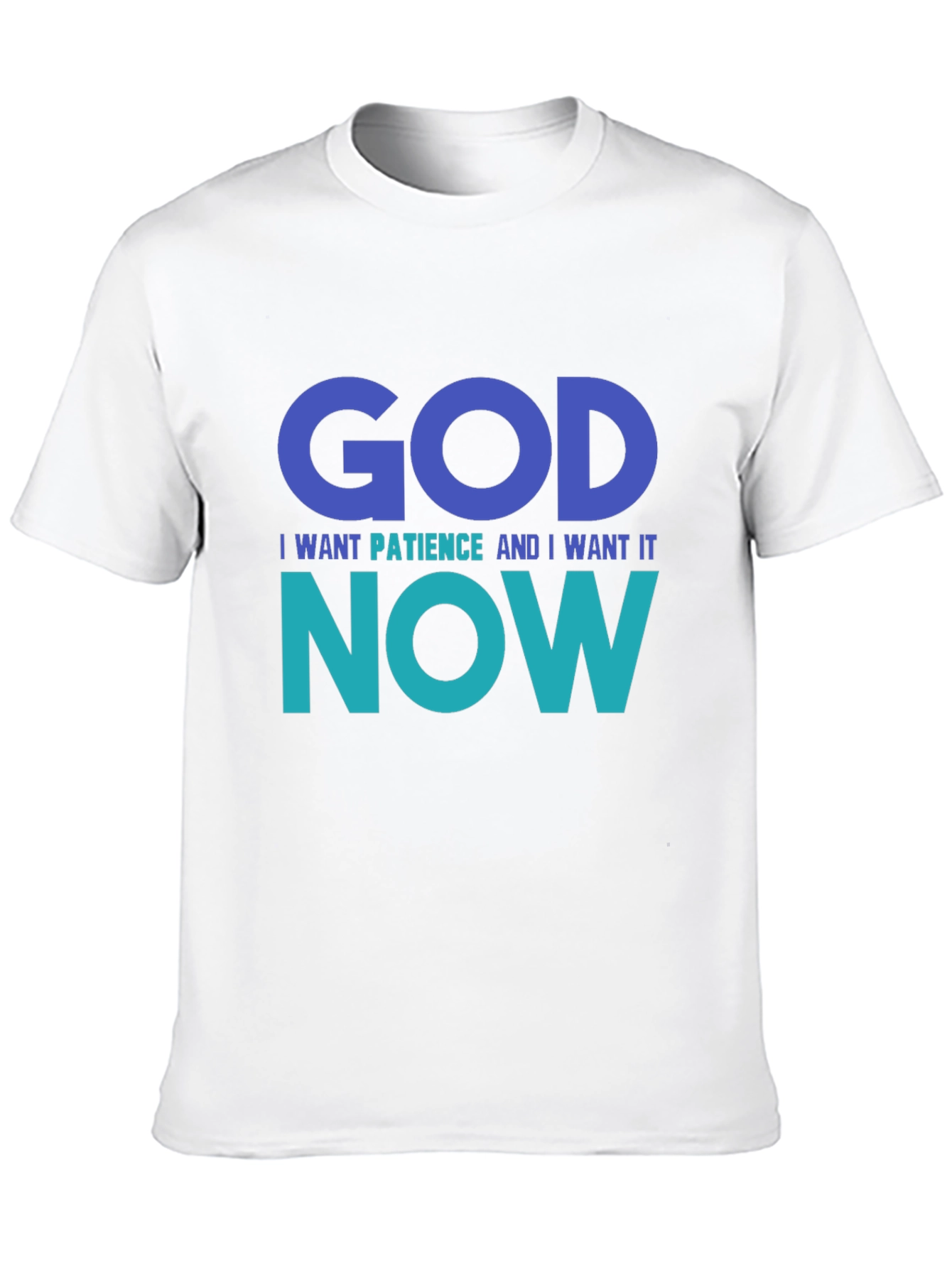 Funny God Patience Graphic T-Shirt - Black
