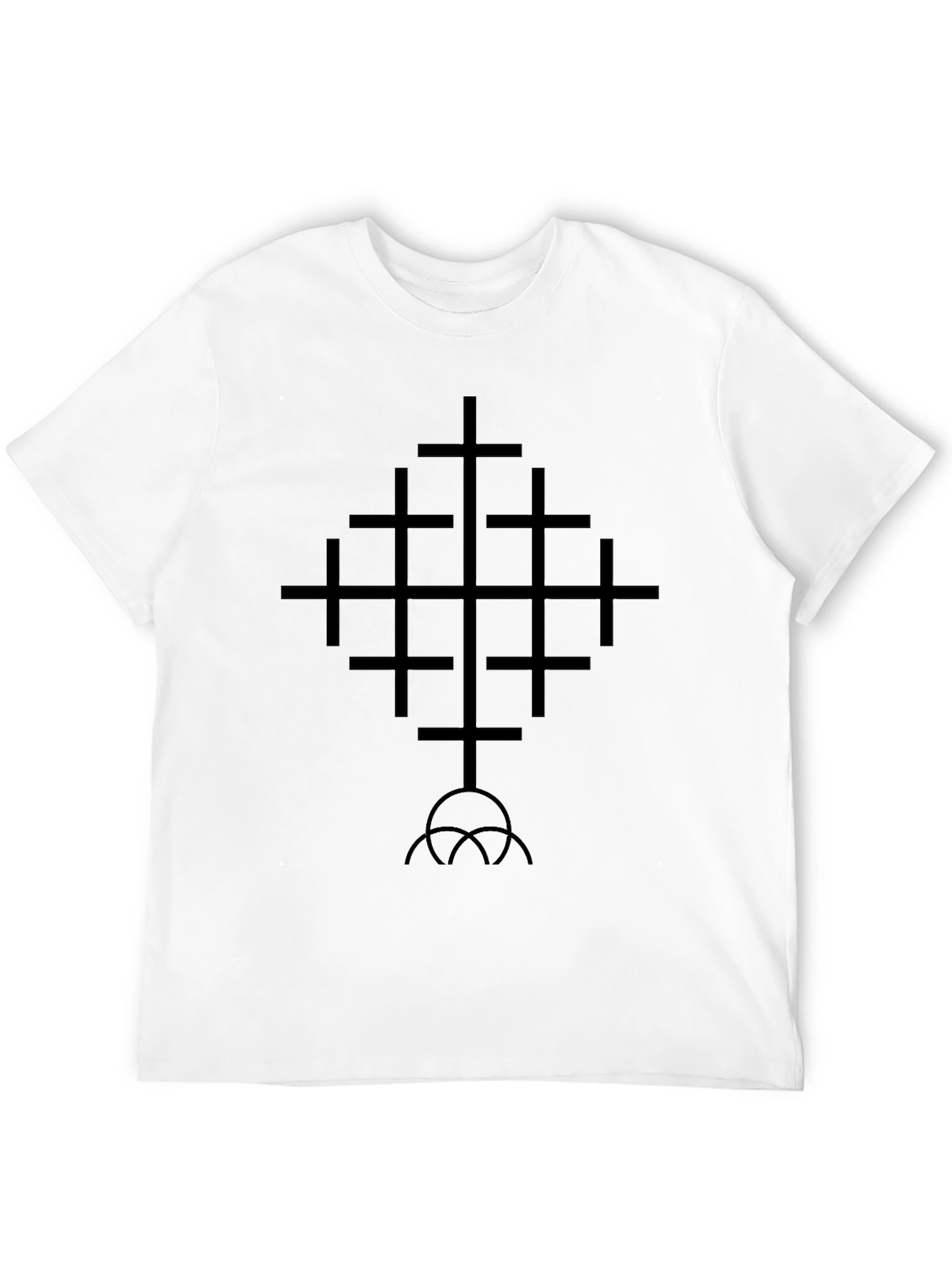 Geometric Cross Graphic Tee - Black