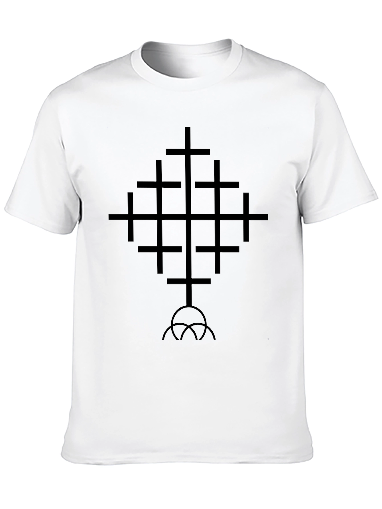 Geometric Cross Graphic Tee - Black