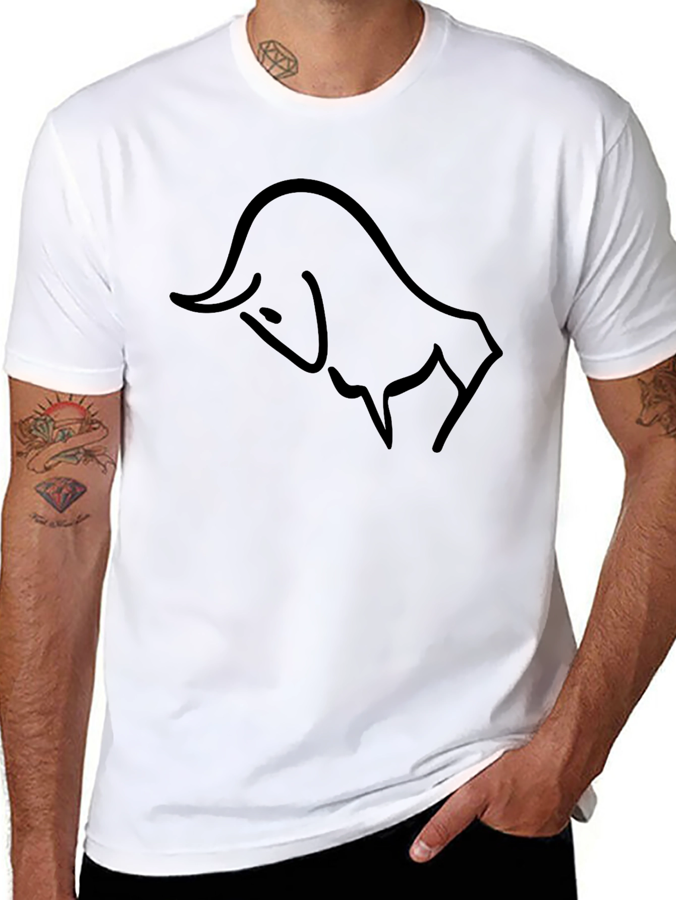 Minimalist Bull Graphic Black T-Shirt
