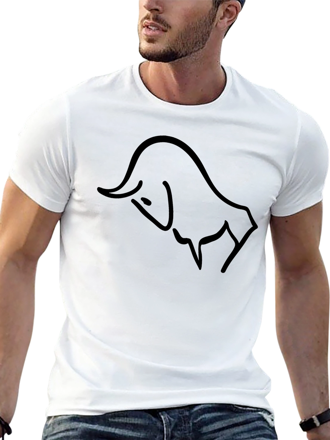 Minimalist Bull Graphic Black T-Shirt