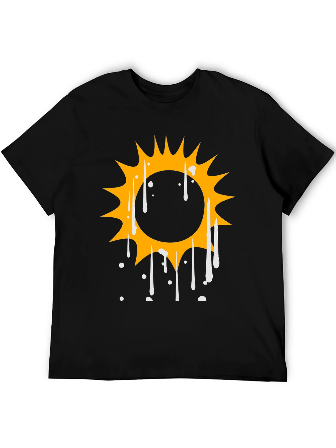 Cool Graphic Tee: Dripping Sun Design - Black