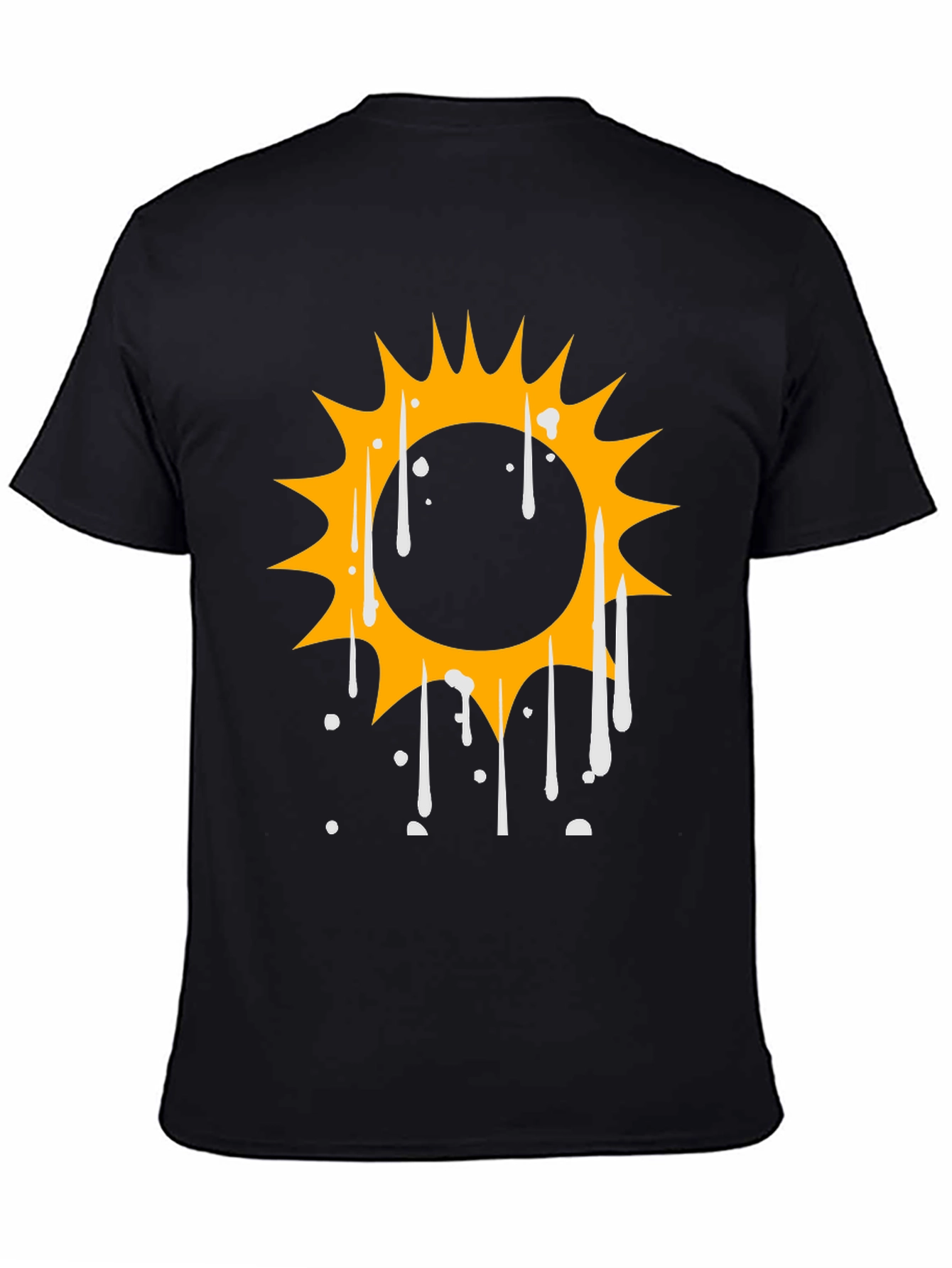 Cool Graphic Tee: Dripping Sun Design - Black