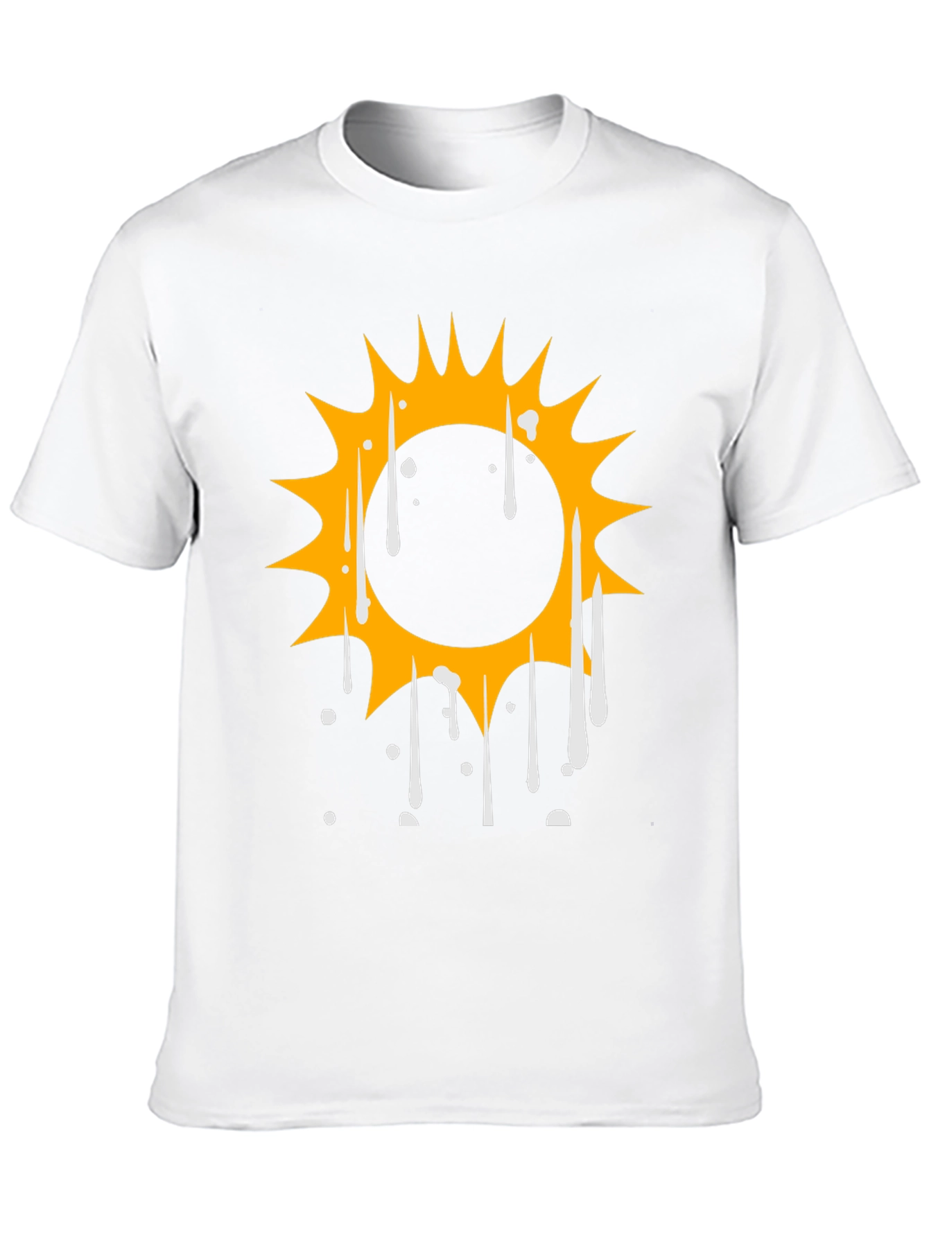Cool Graphic Tee: Dripping Sun Design - Black