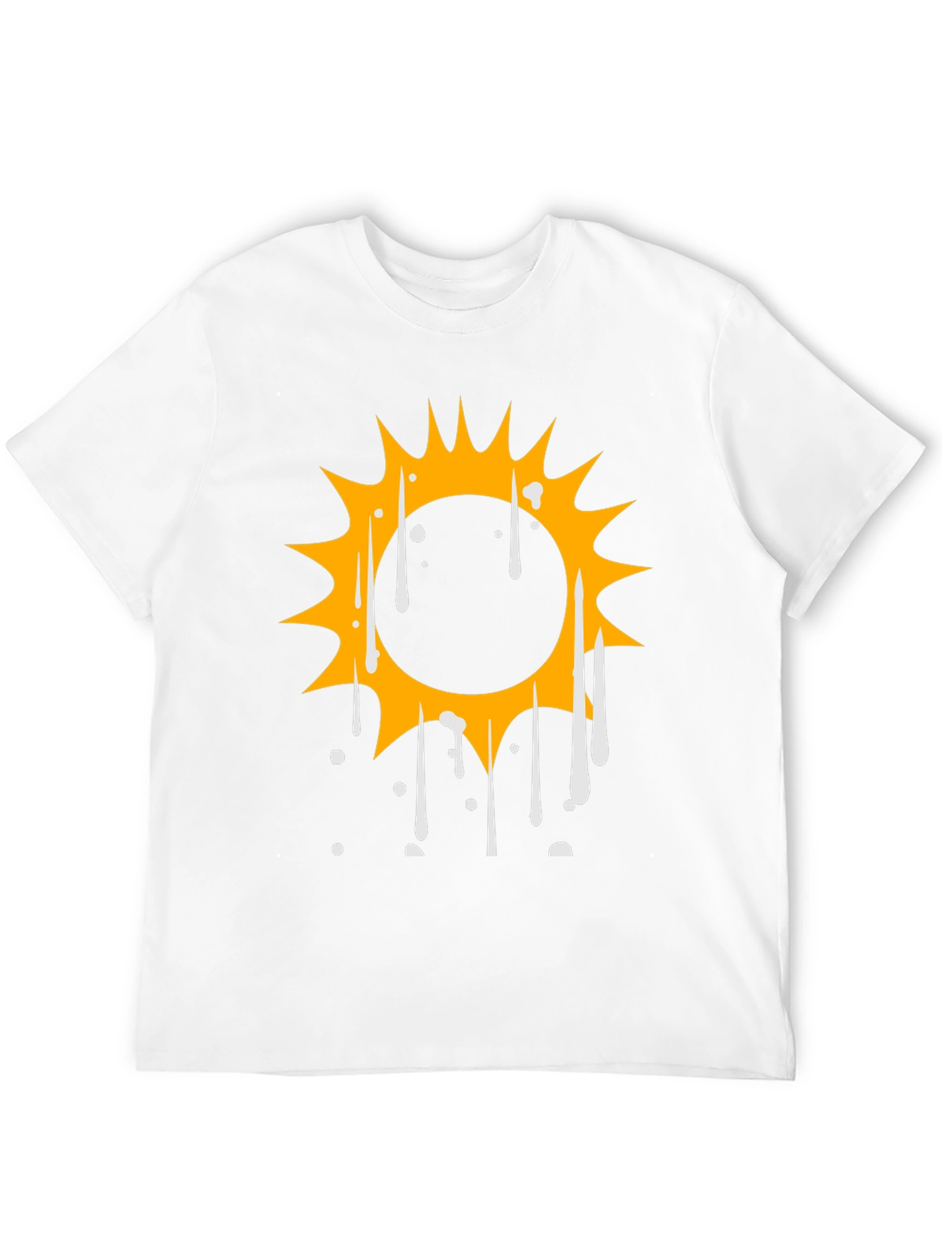 Cool Graphic Tee: Dripping Sun Design - Black