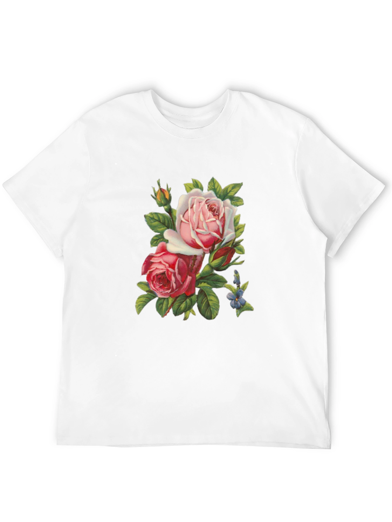 Floral Roses Graphic Tee - Soft Black T-Shirt