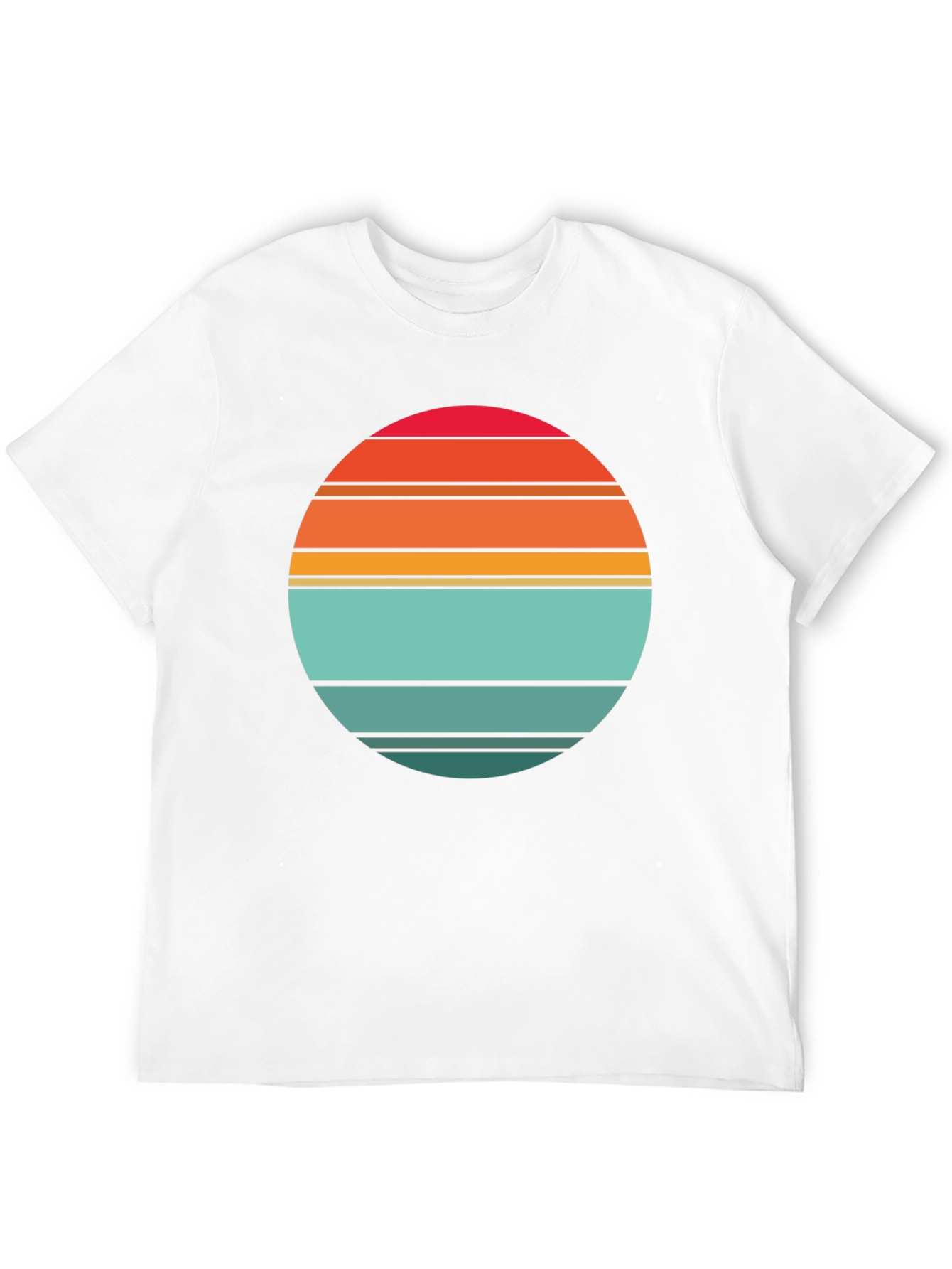 Retro Sunset Striped Graphic Tee - Black