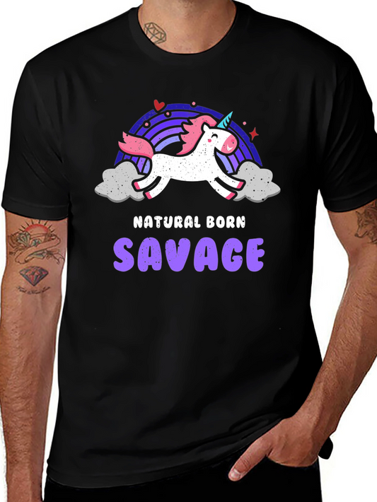 Natural Born Savage Unicorn Graphic Tee