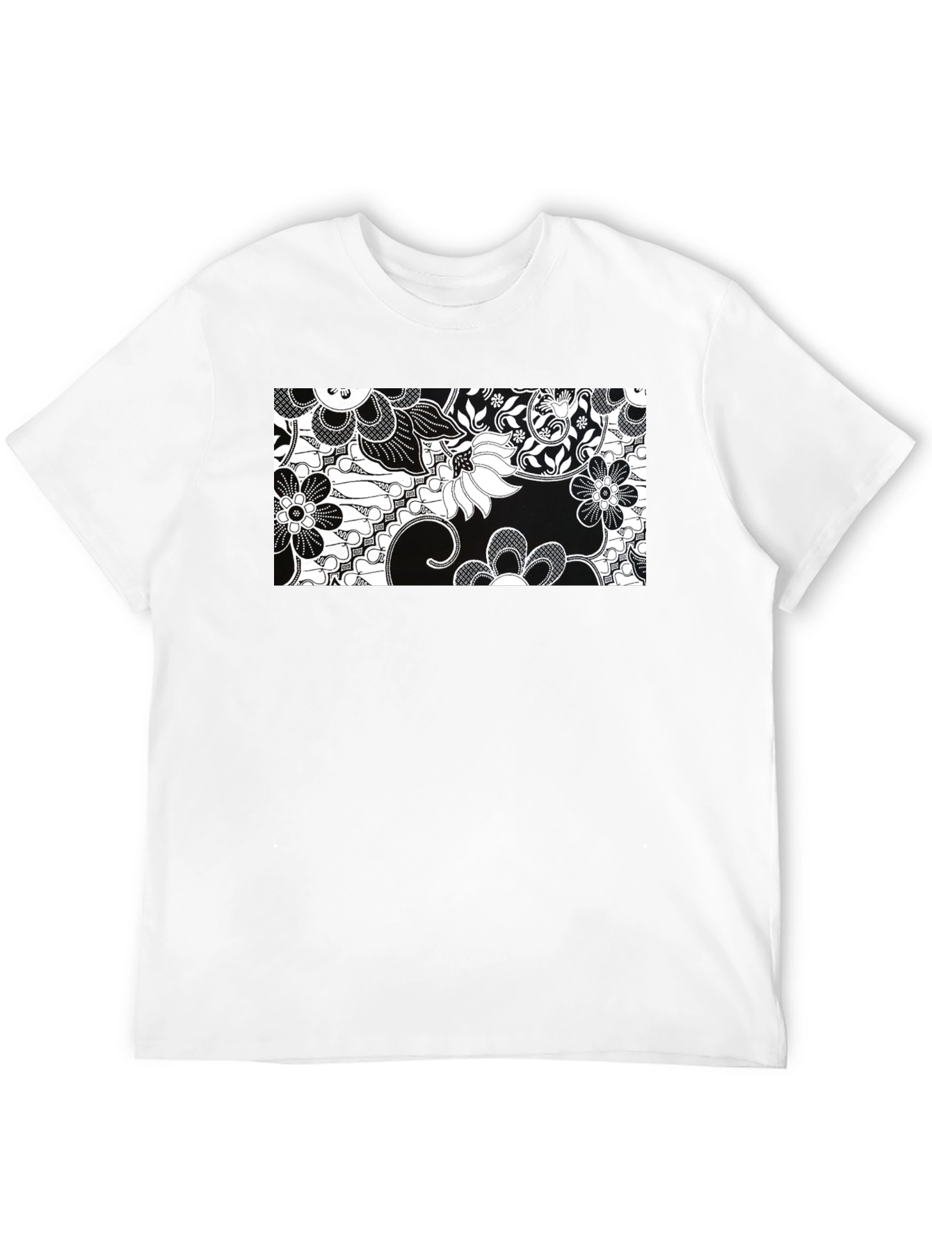 Black Floral Print Crew Neck T-Shirt