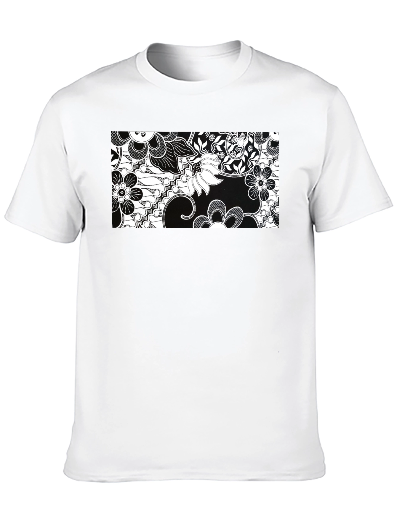 Black Floral Print Crew Neck T-Shirt