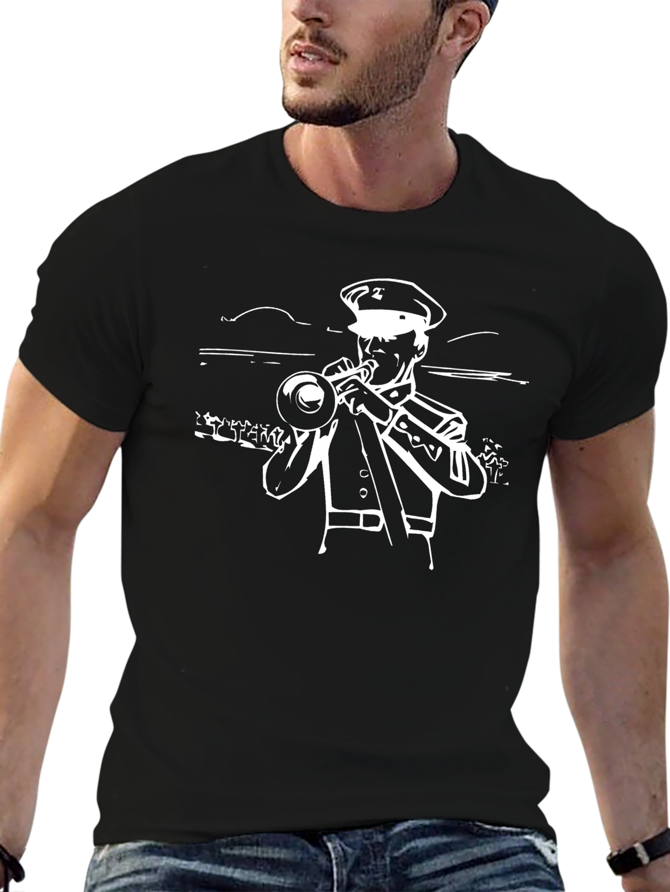 Musician Graphic Tee - Black Cotton T-Shirt