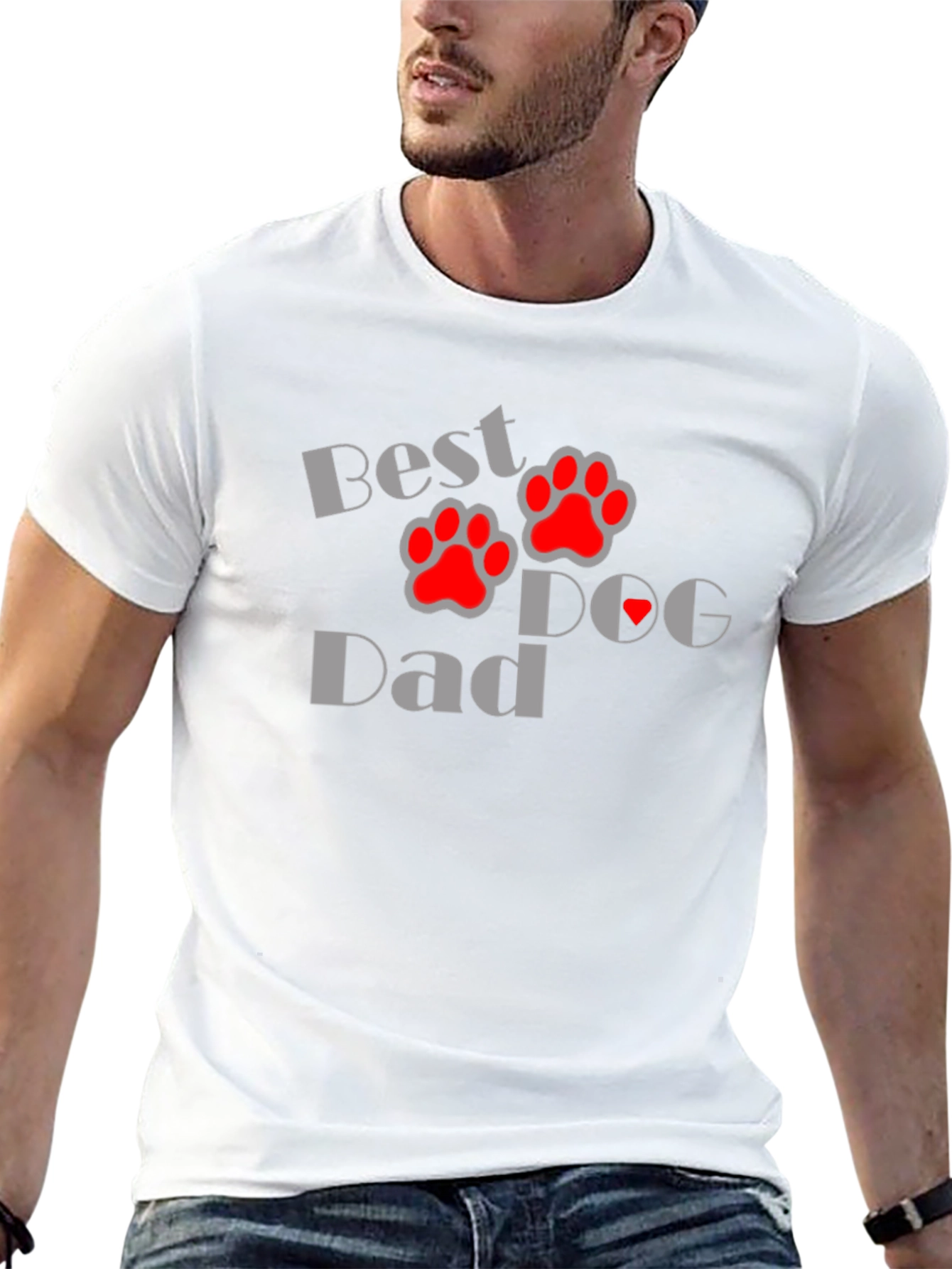 Best Dog Dad T-Shirt - Paw Print Design