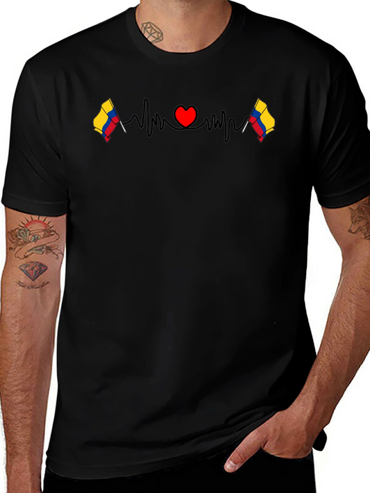 Colombia Flag Heartbeat Graphic T-Shirt