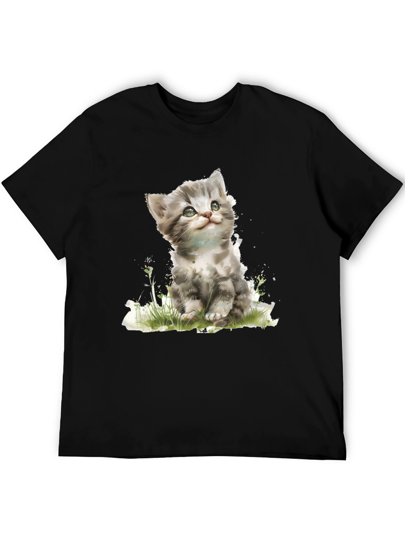 Cute Kitten Graphic Black T-Shirt