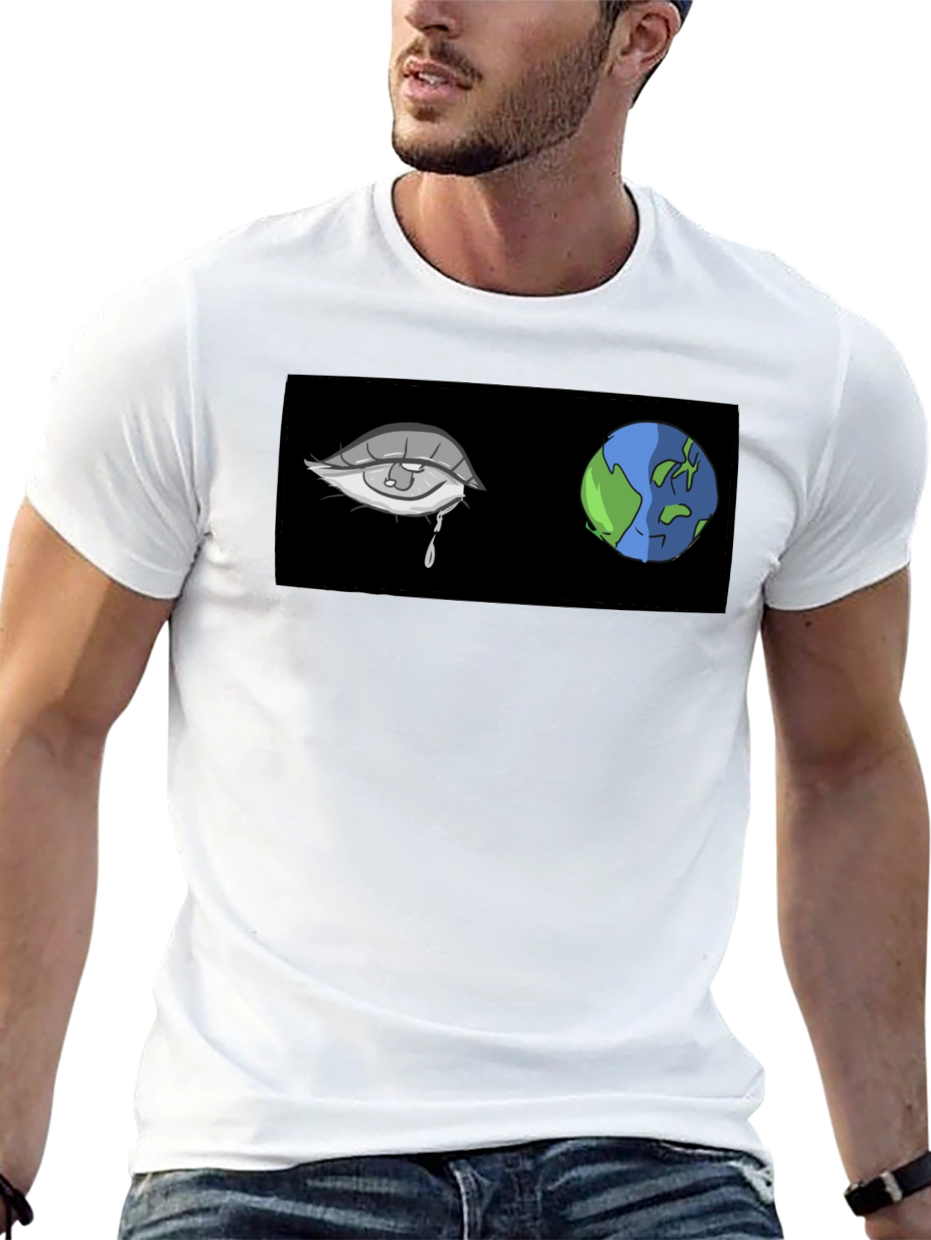Teary Earth Graphic Tee - Black Comfort Fit
