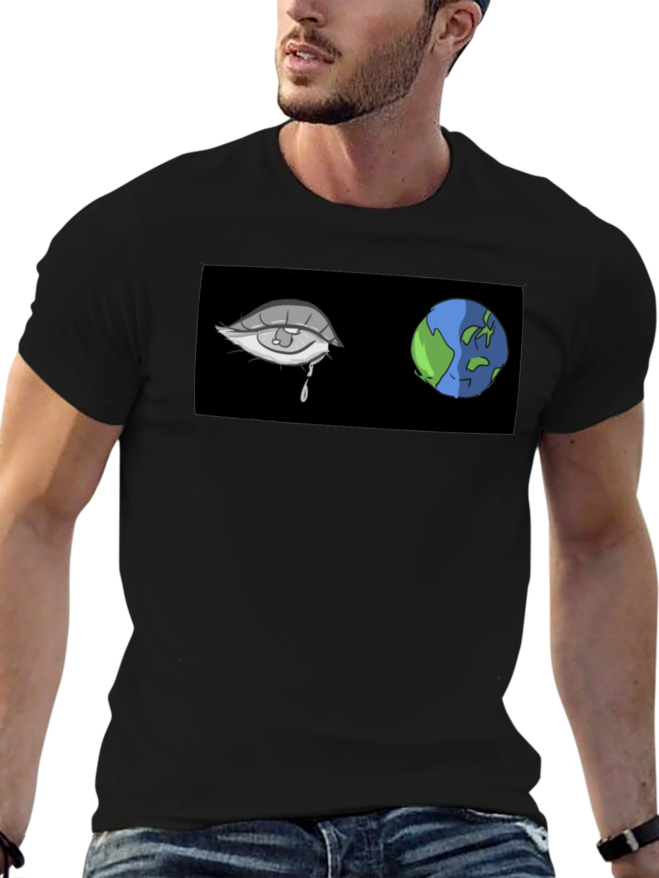 Teary Earth Graphic Tee - Black Comfort Fit