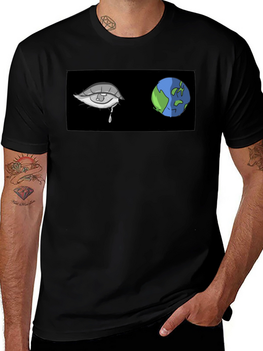 Teary Earth Graphic Tee - Black Comfort Fit