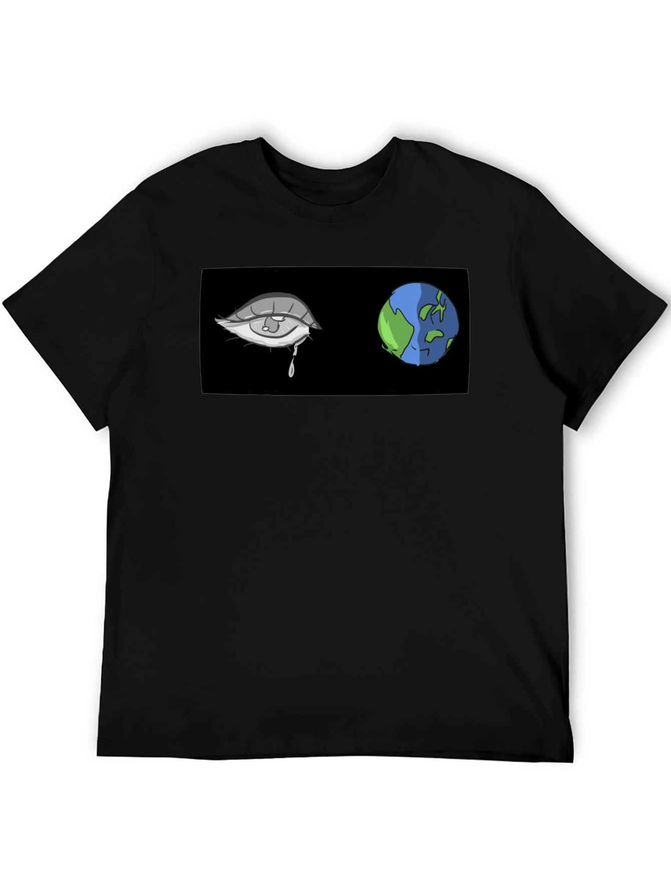 Teary Earth Graphic Tee - Black Comfort Fit