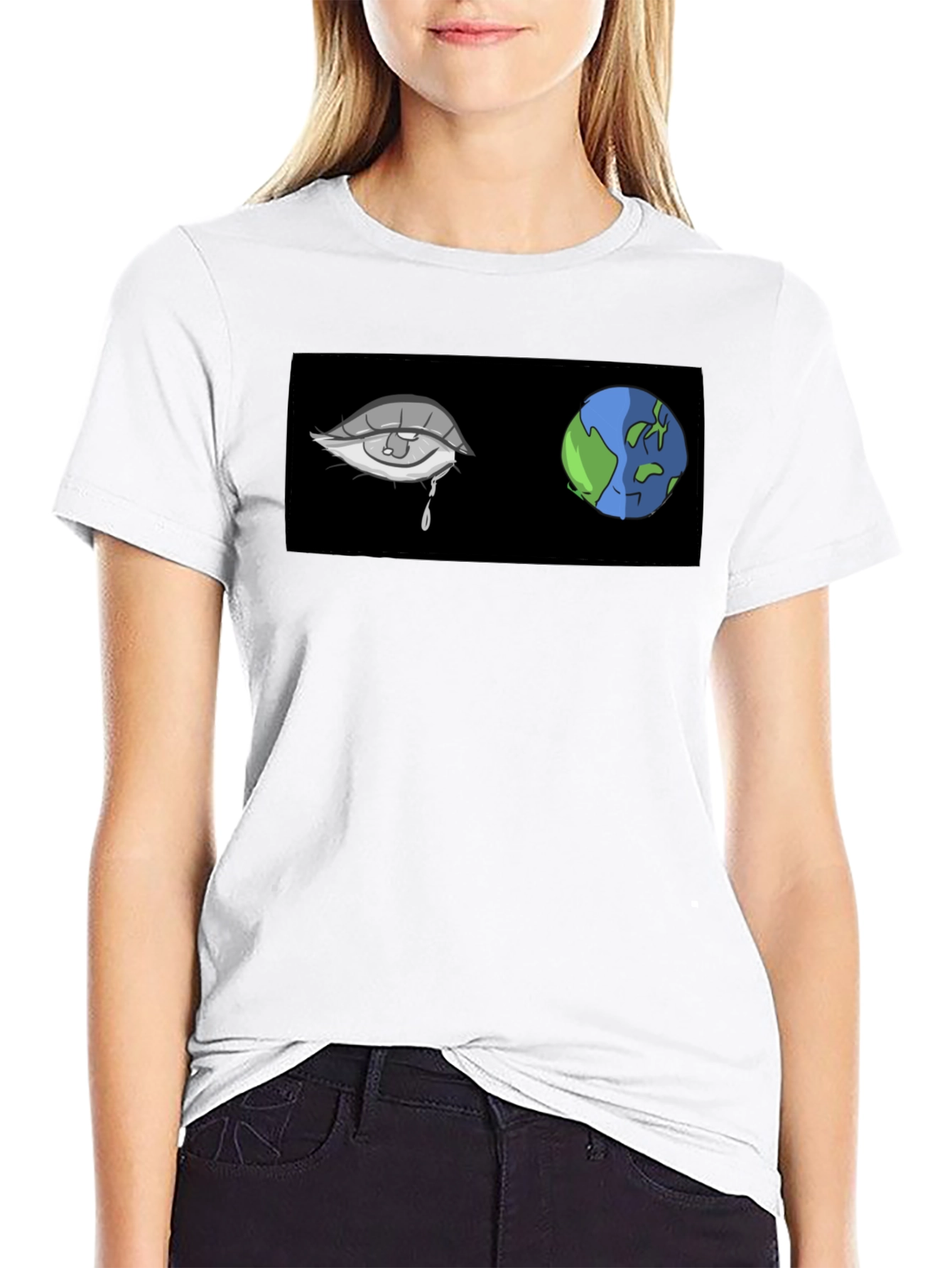 Teary Earth Graphic Tee - Black Comfort Fit