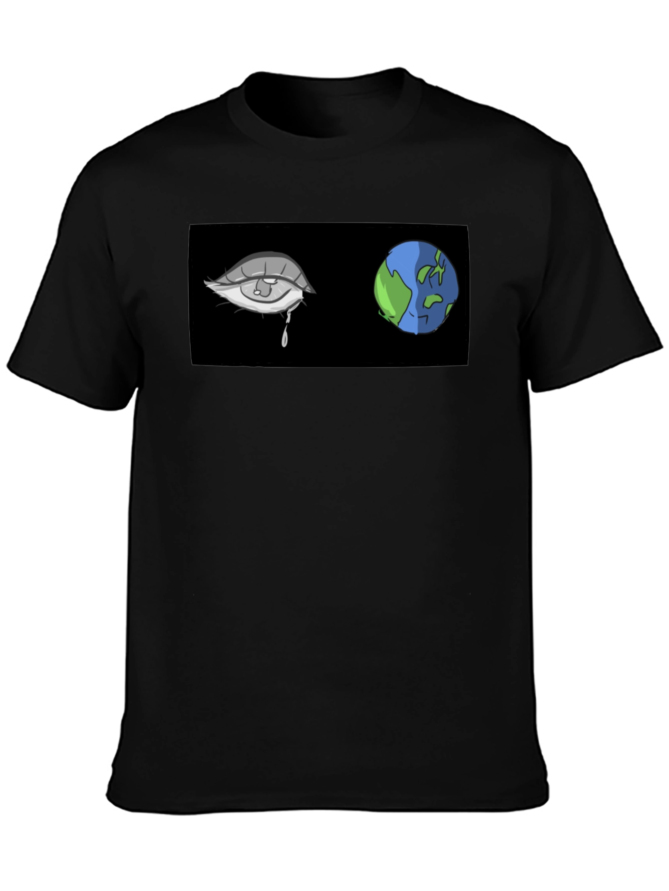 Teary Earth Graphic Tee - Black Comfort Fit