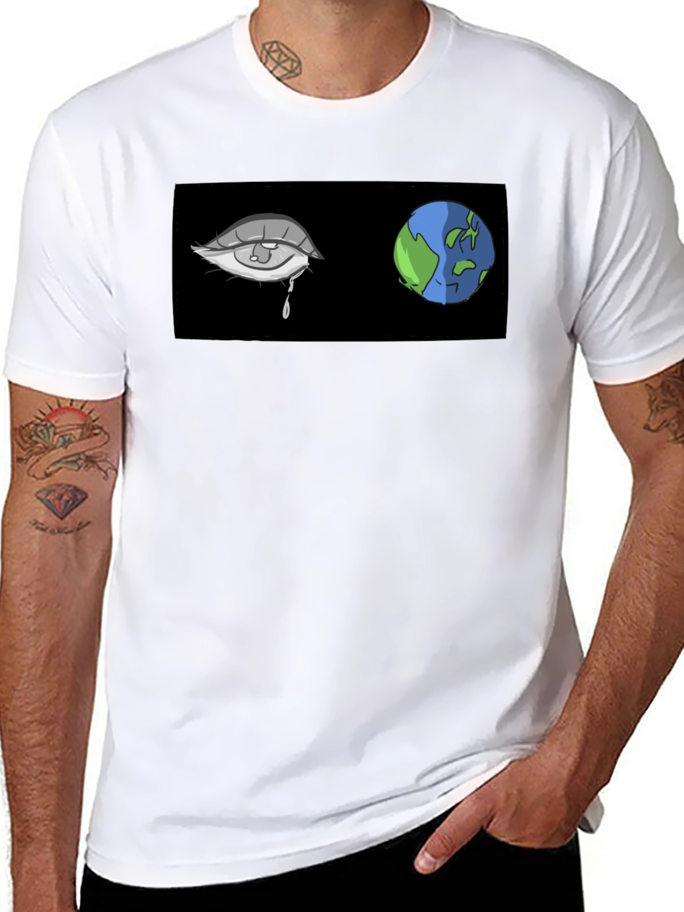 Teary Earth Graphic Tee - Black Comfort Fit