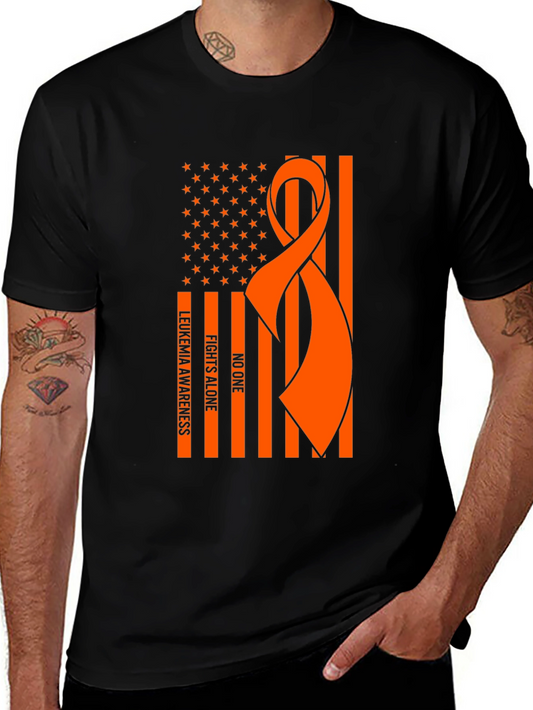 Leukemia Awareness Ribbon USA Flag T-Shirt