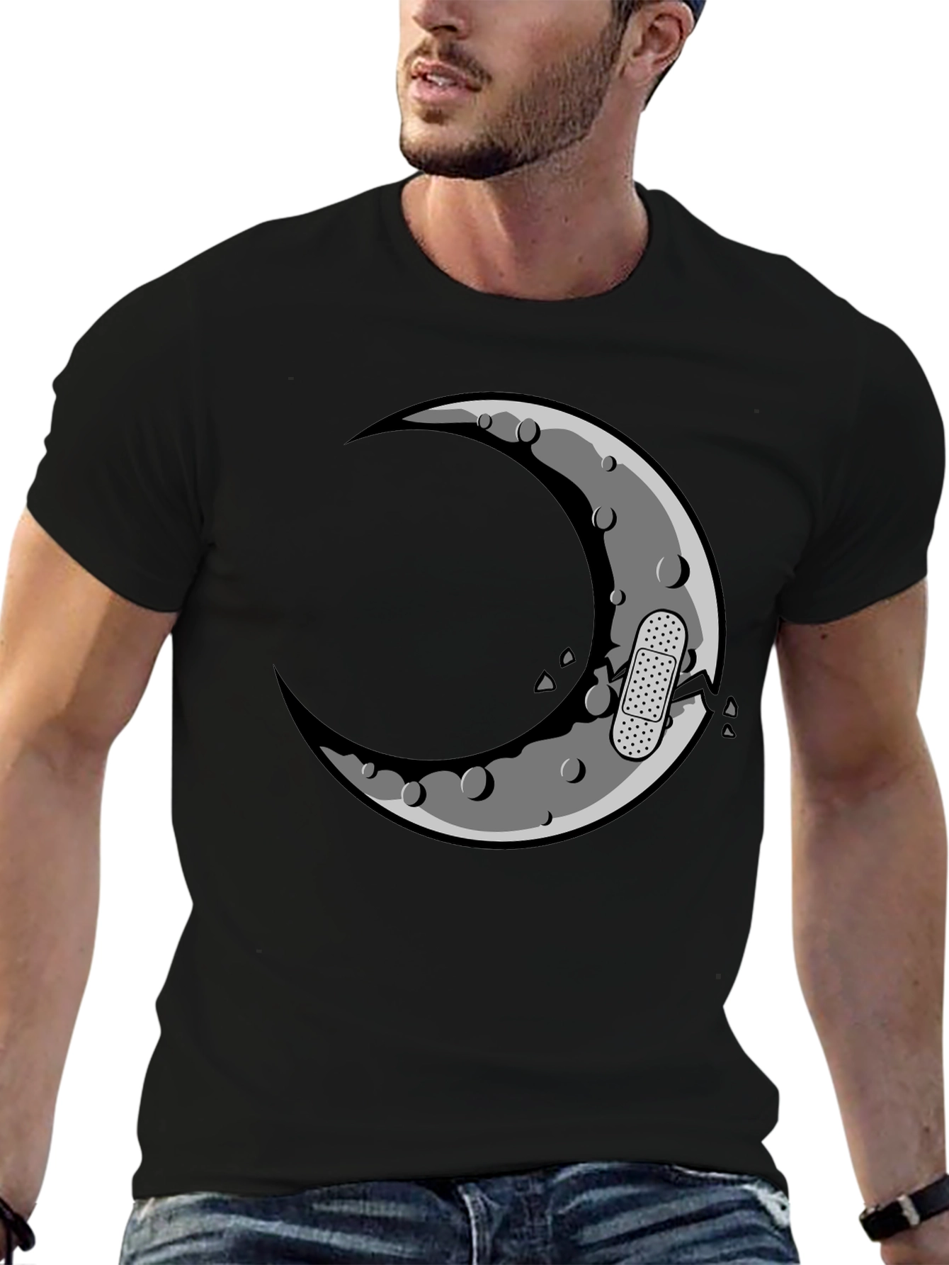 Cracked Moon Graphic T-Shirt - Mens Black Tee