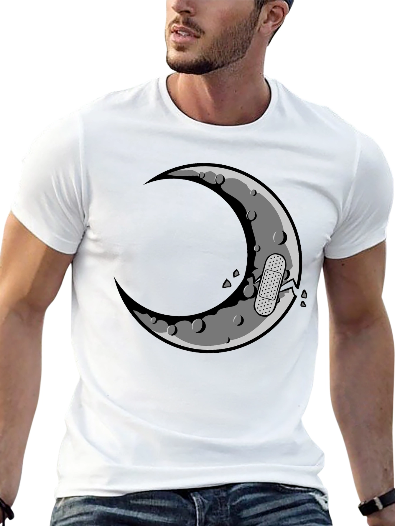 Cracked Moon Graphic T-Shirt - Mens Black Tee