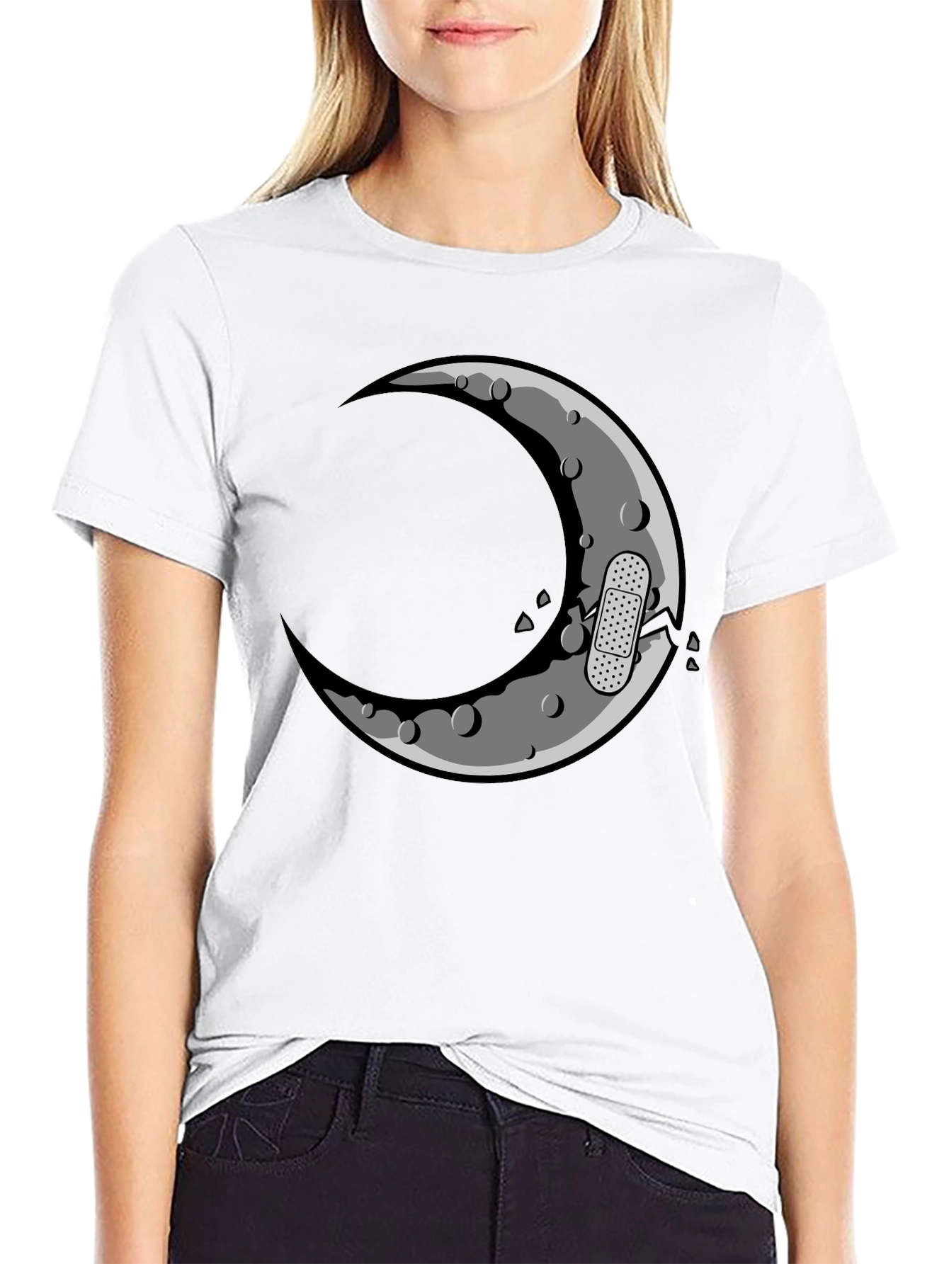 Cracked Moon Graphic T-Shirt - Mens Black Tee