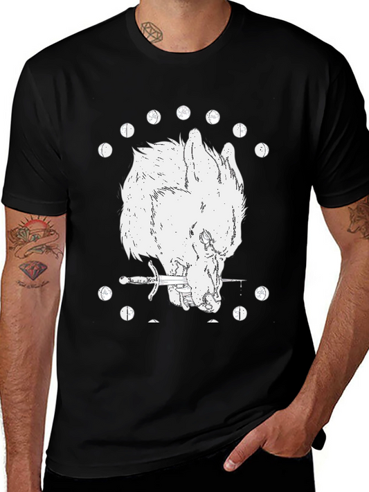 Wolf & Sword Graphic Tee - Black Cotton T-Shirt
