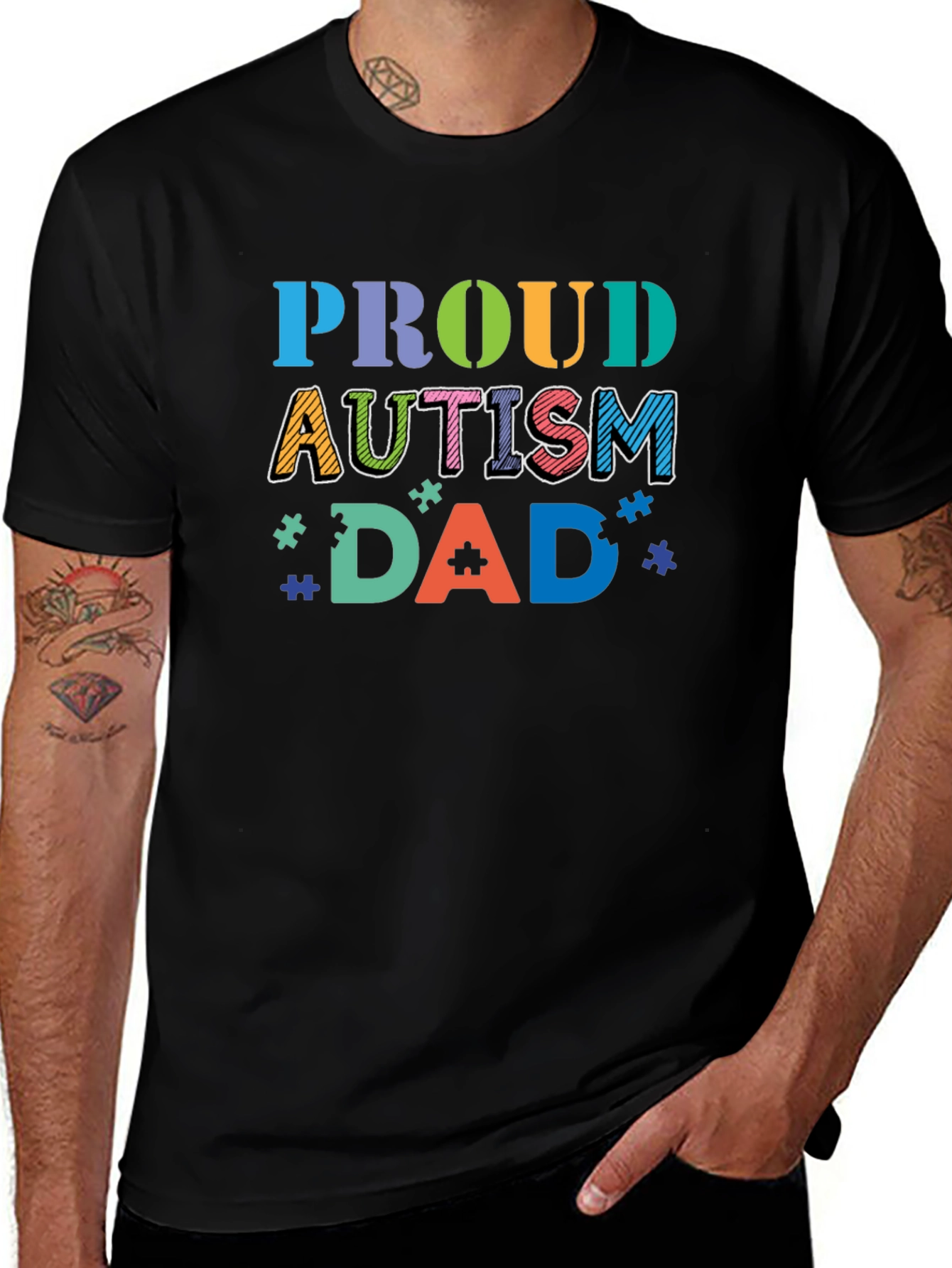 Proud Autism Dad Graphic Tee - Awareness Support