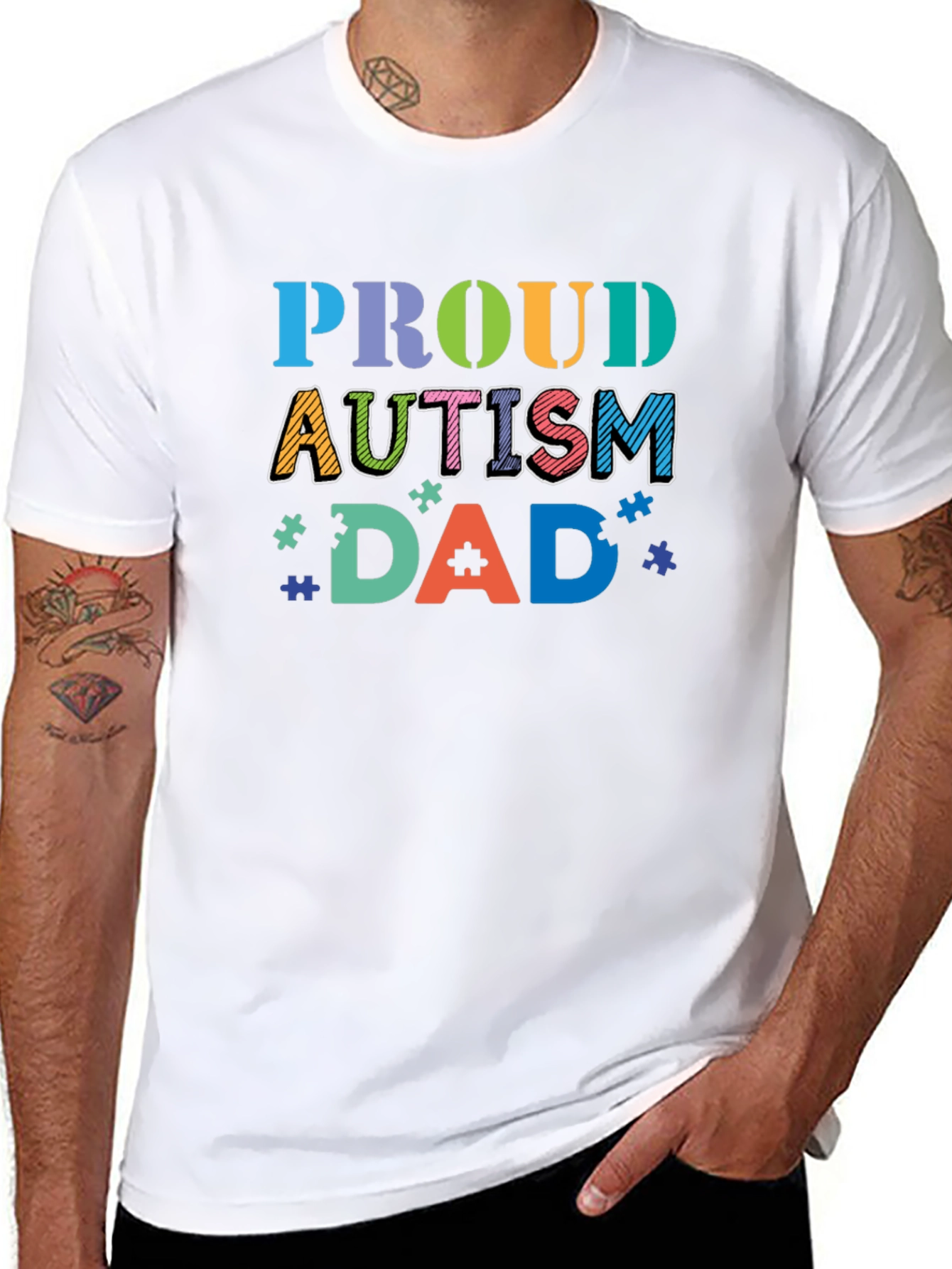 Proud Autism Dad Graphic Tee - Awareness Support