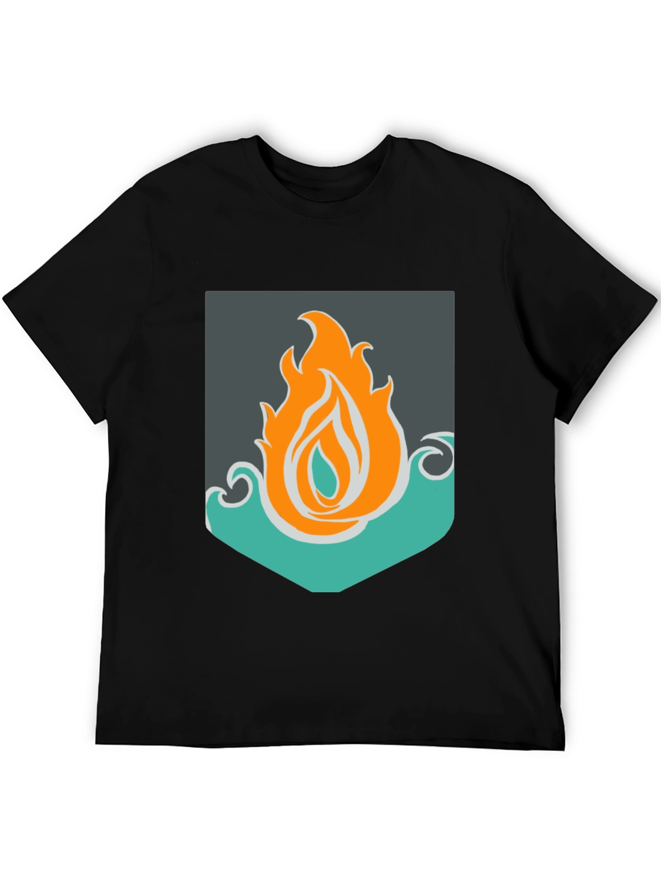 Fire & Water Graphic Tee - Unisex Black T-Shirt