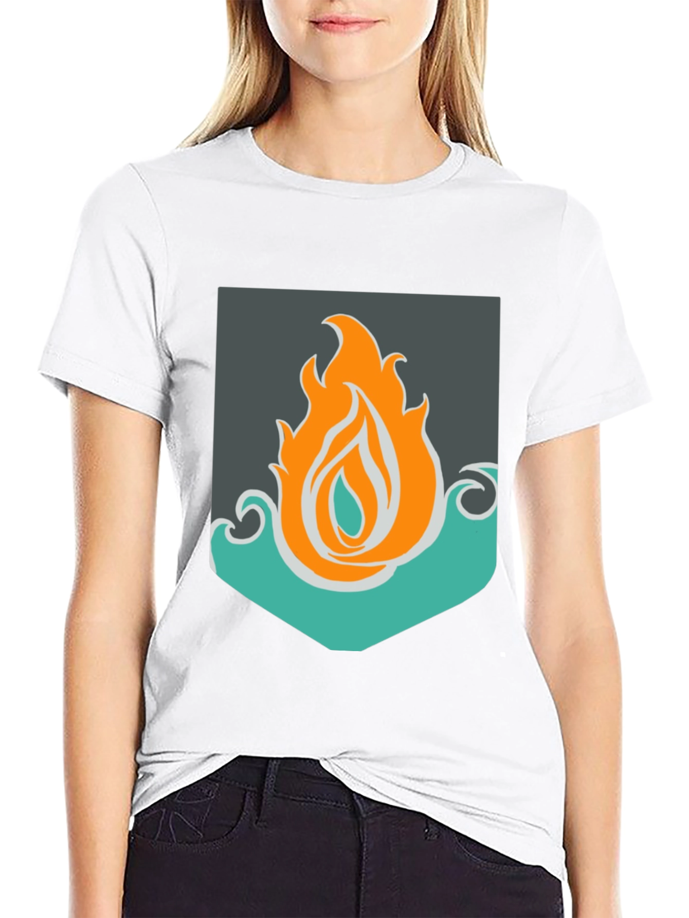 Fire & Water Graphic Tee - Unisex Black T-Shirt