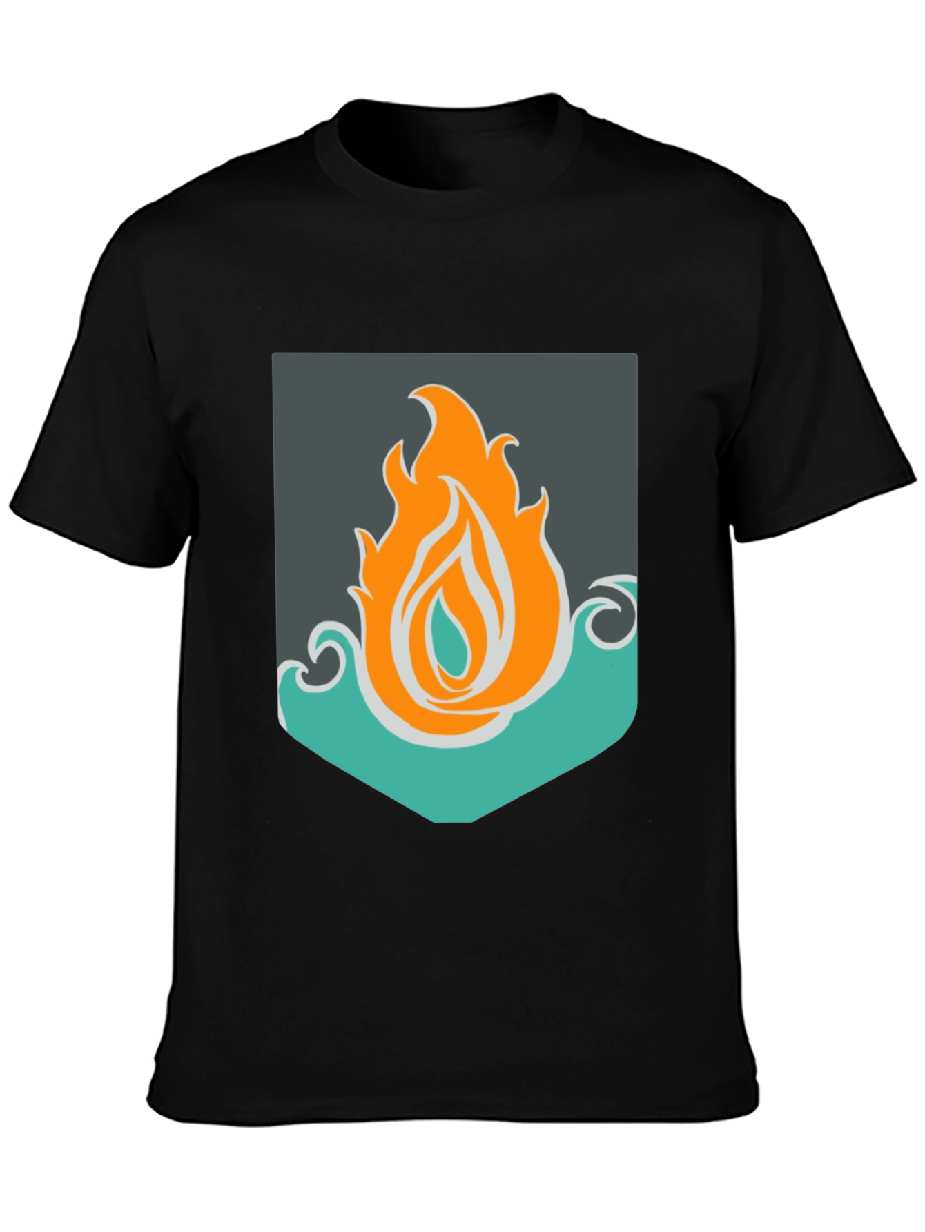 Fire & Water Graphic Tee - Unisex Black T-Shirt