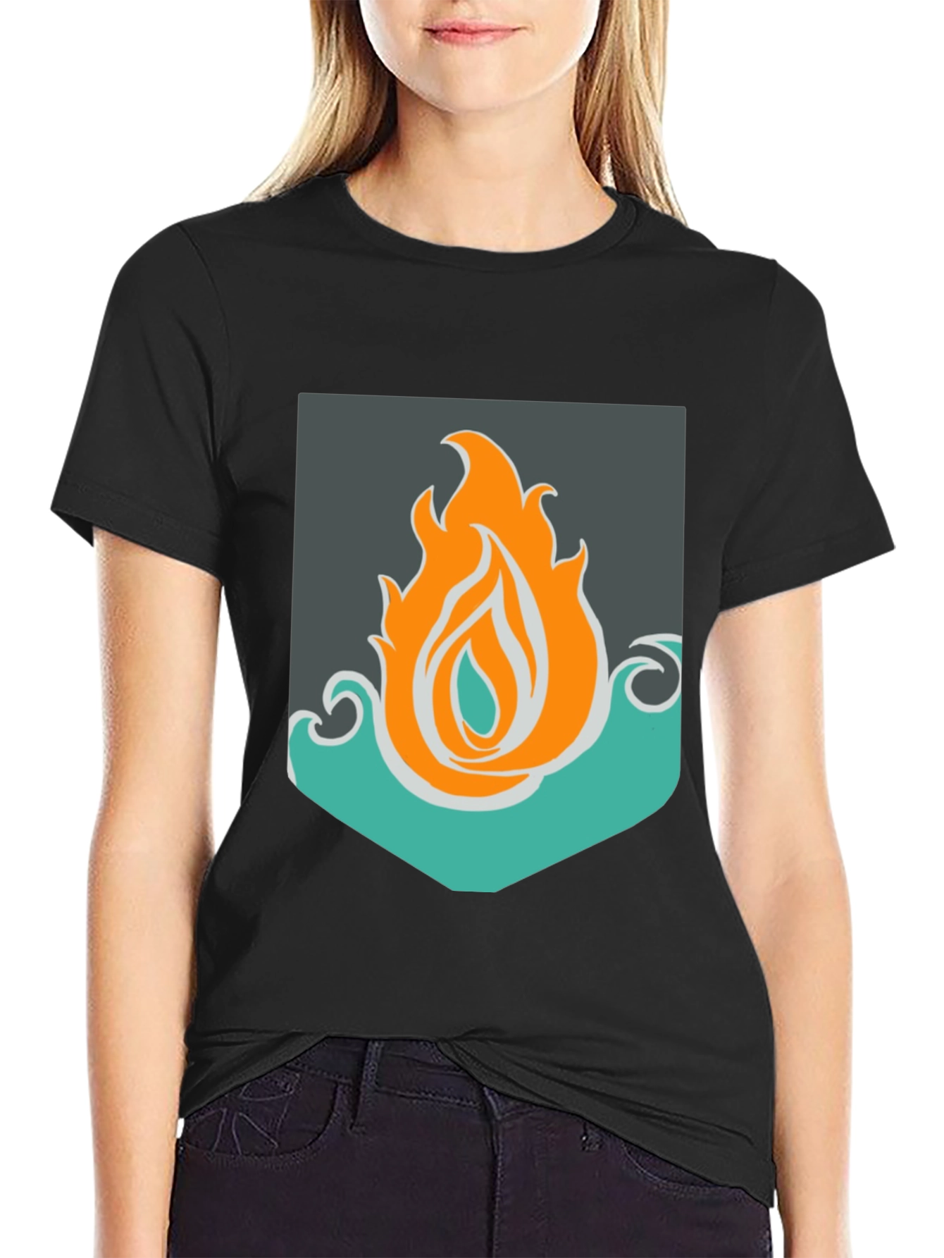Fire & Water Graphic Tee - Unisex Black T-Shirt