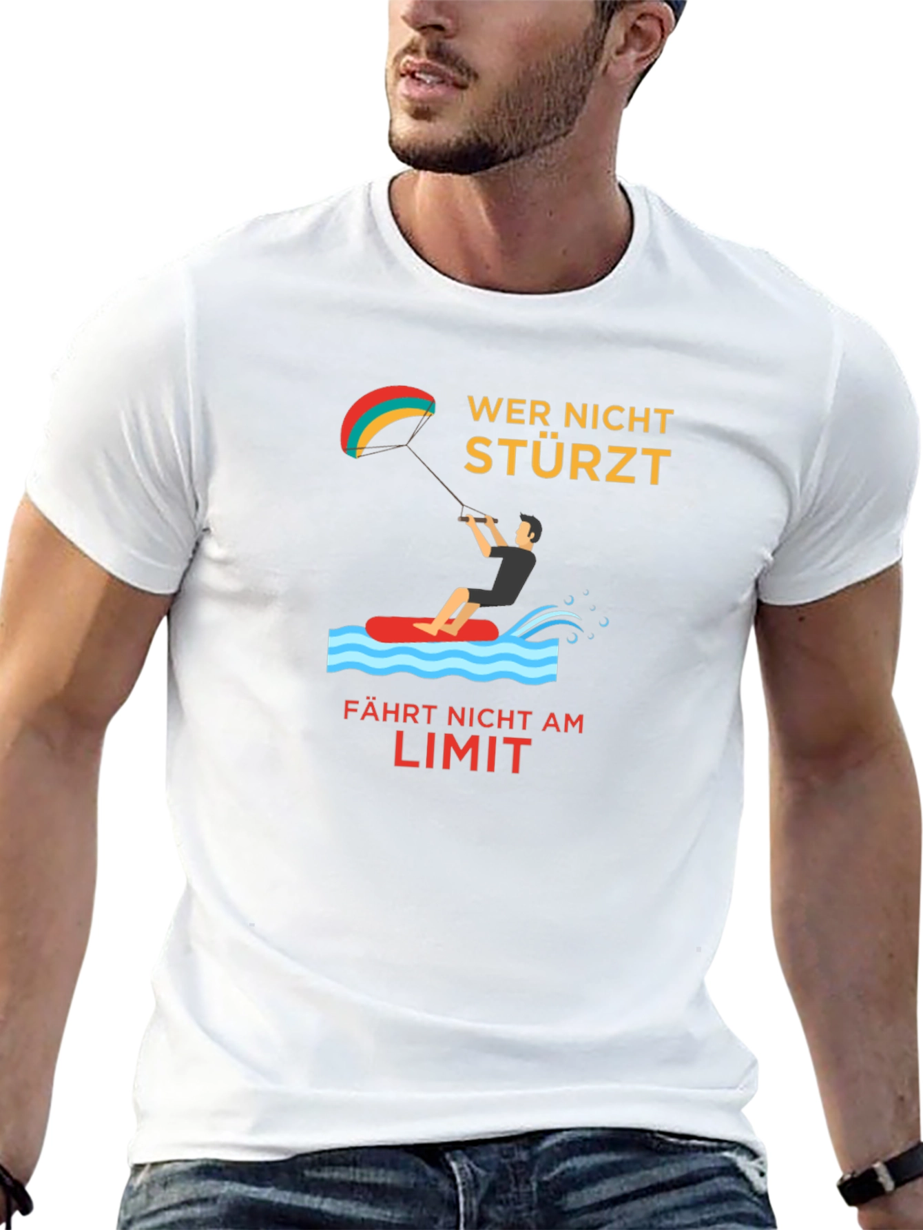 Kitesurfing Tee -  Wer Nicht Stürzt Design